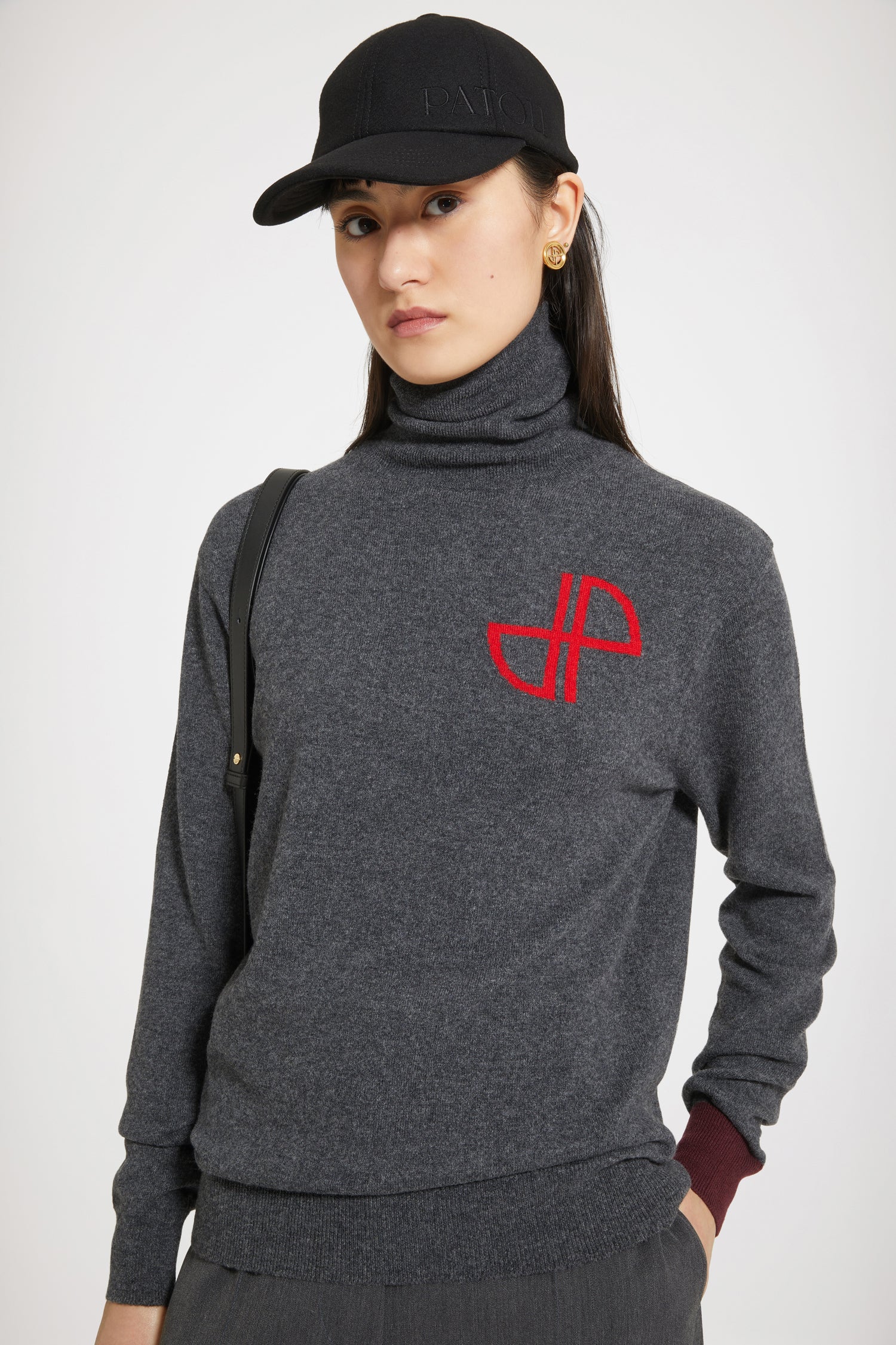 Patou Knitwear pull col roulé JP graphite laine cachemire