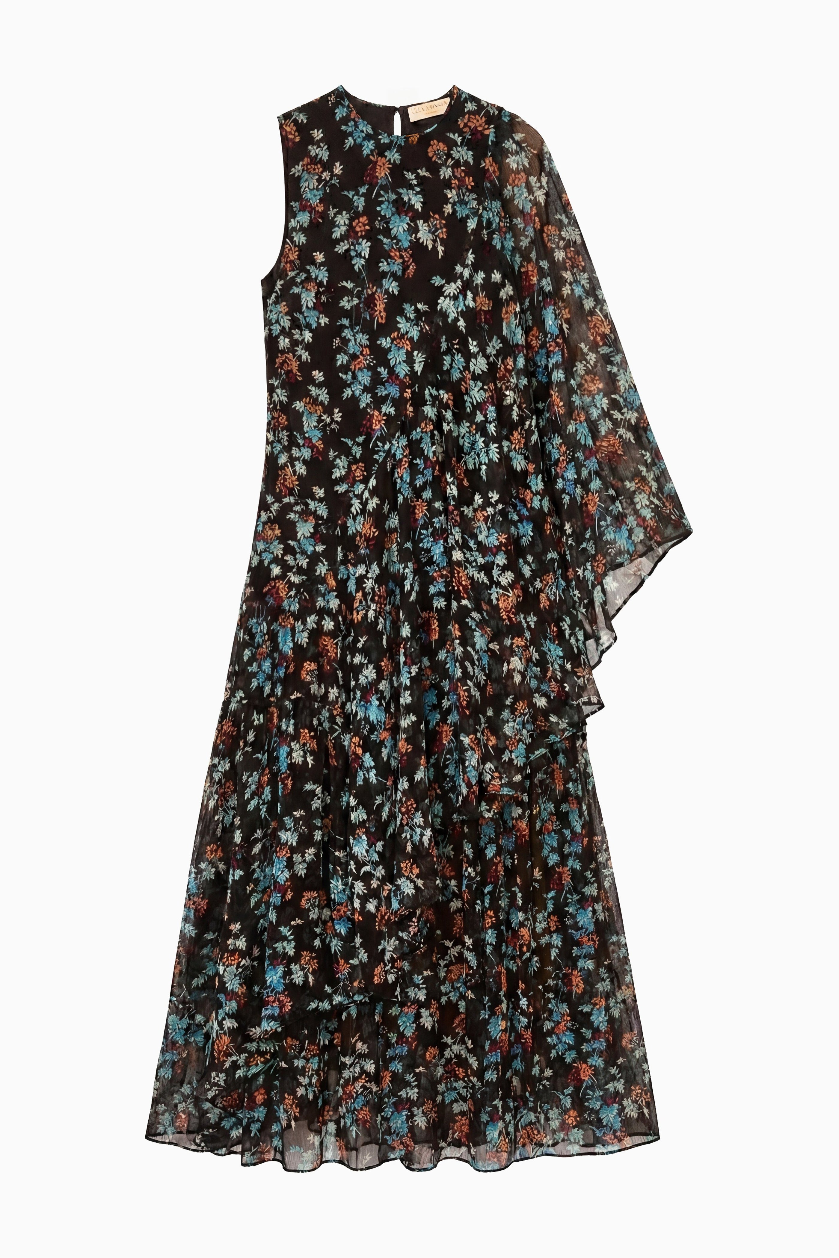 Ulla Johnson Seraphina robe soie Nightshade asymétrique midi
