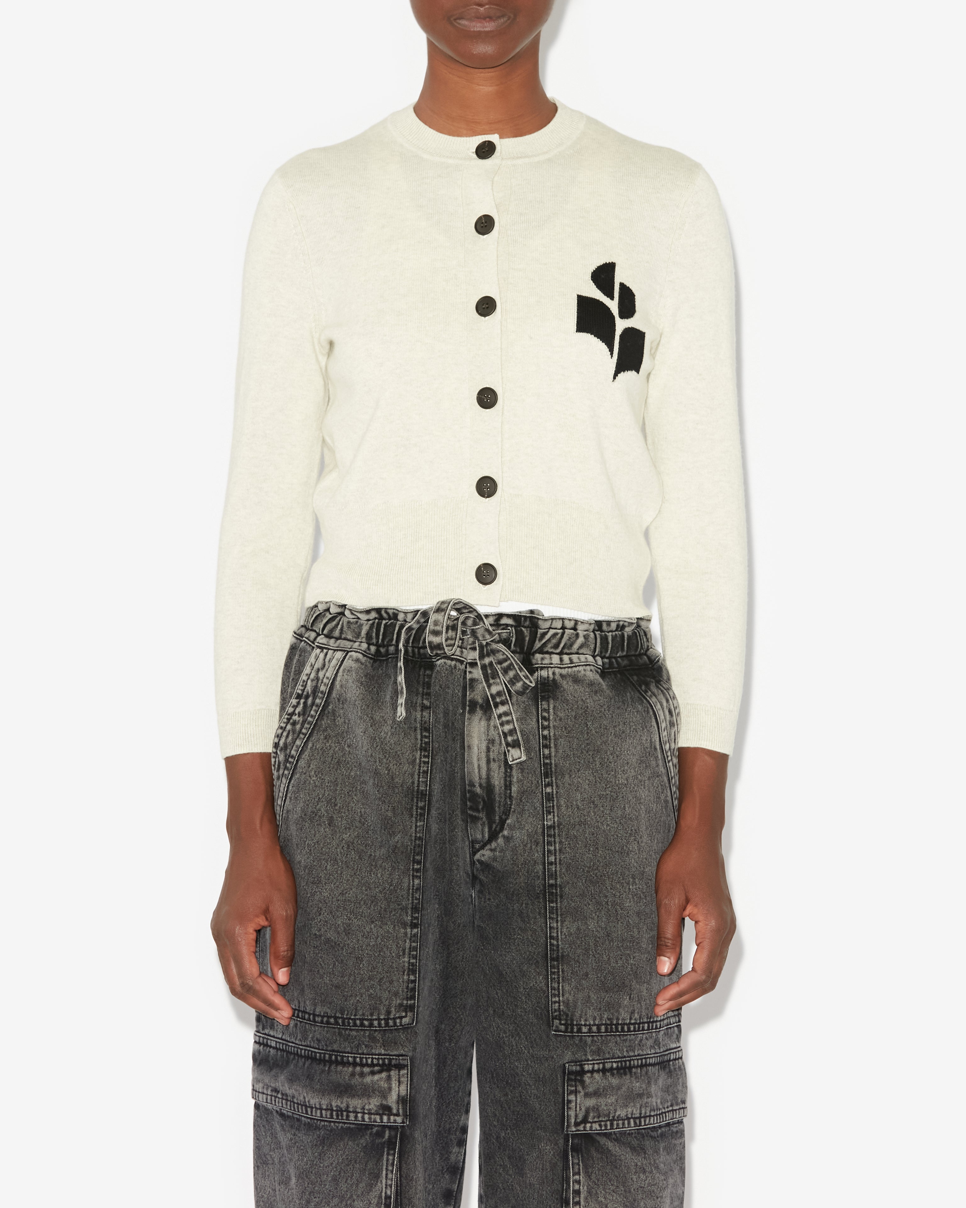 Isabel Marant Newton cardigan coton gris clair boutonné