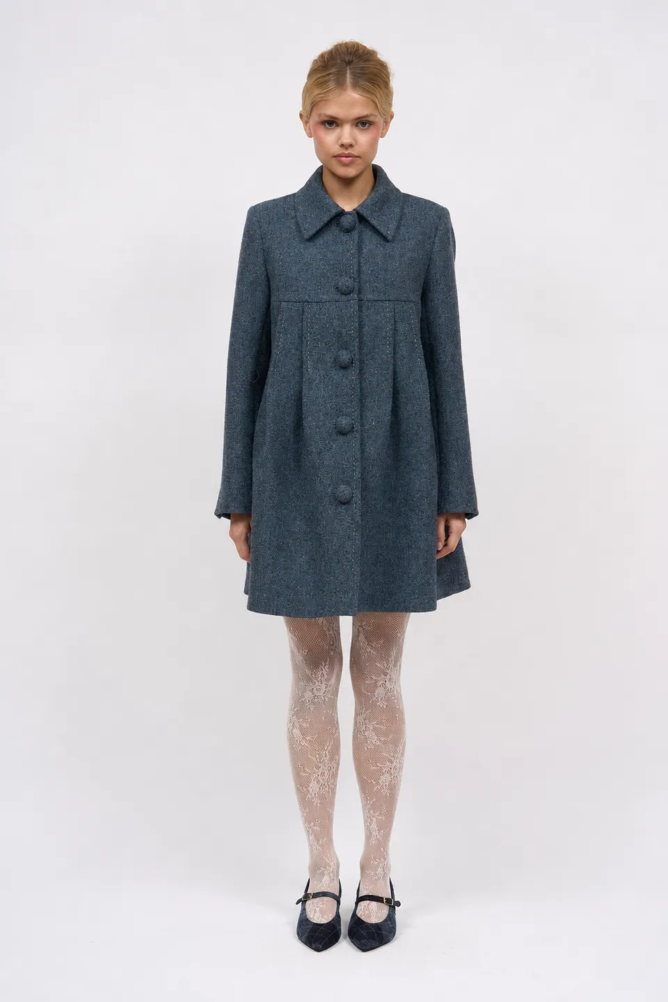 PAUL & JOE CHARMEUR Manteau laine Harris Tweed marine 36