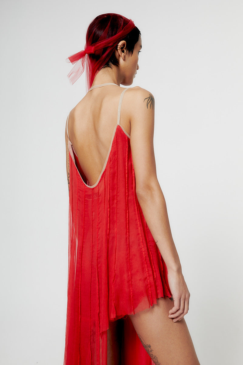 ATU Red Agate Dress robe rouge S/M soie