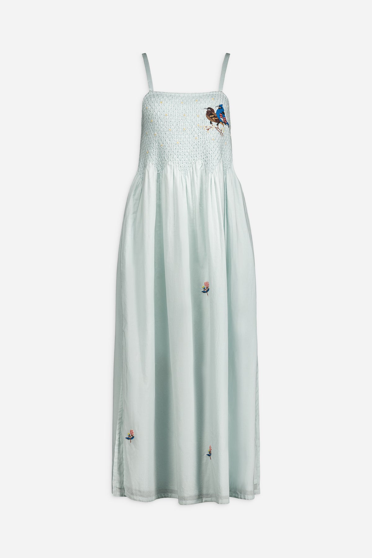 Paul & Joe Mesange robe longue coton brodé smockée