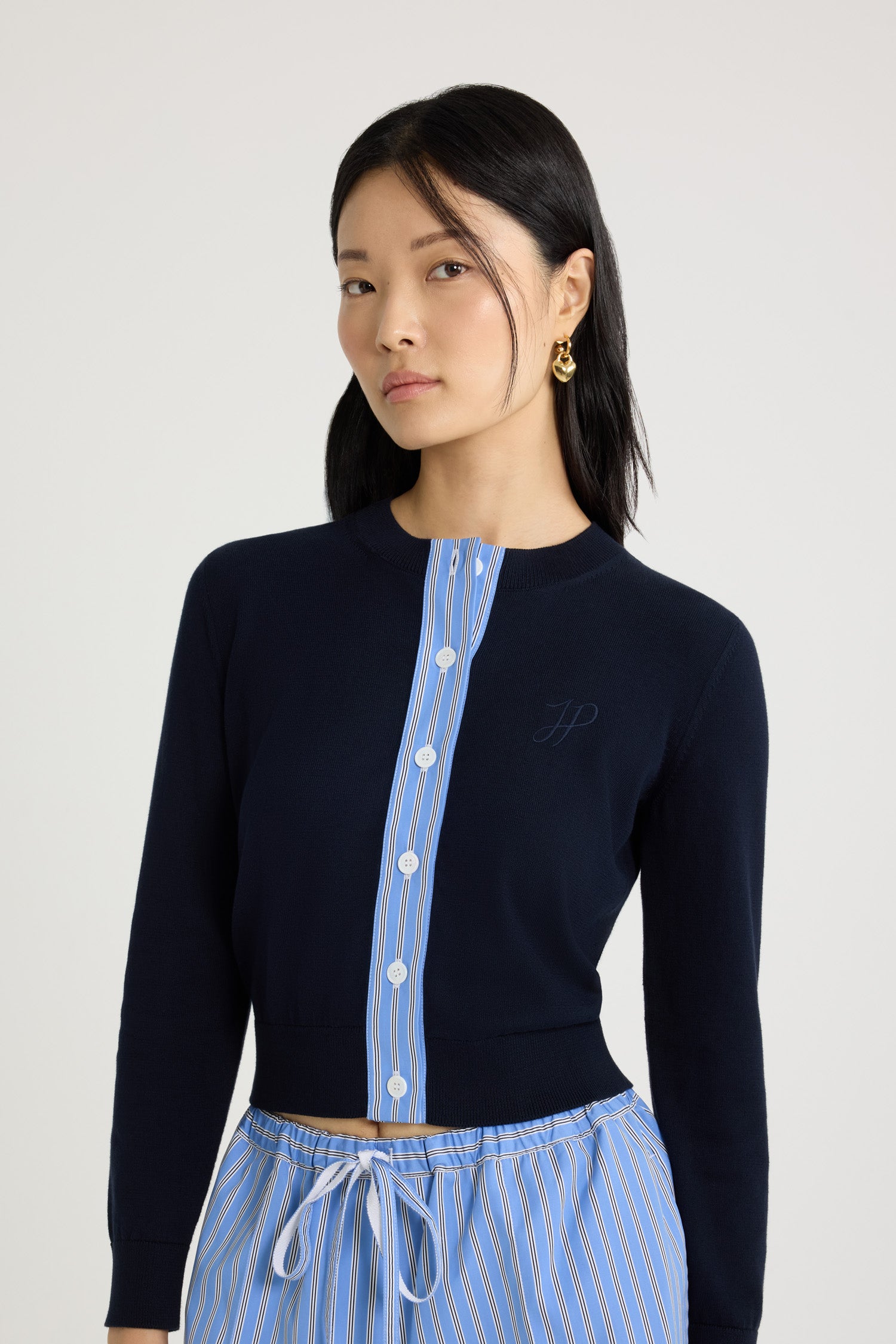 Patou P25KN223 cardigan coton JP bleu marine