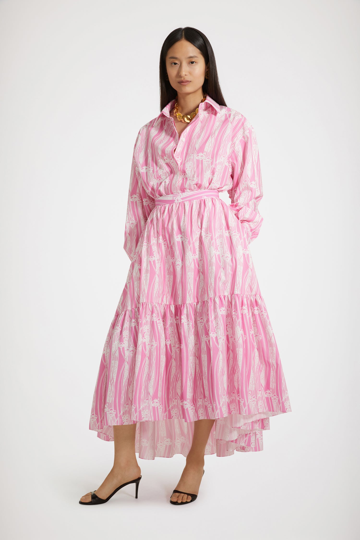 Patou DR086 robe chemise rose Art Deco coton bio 38