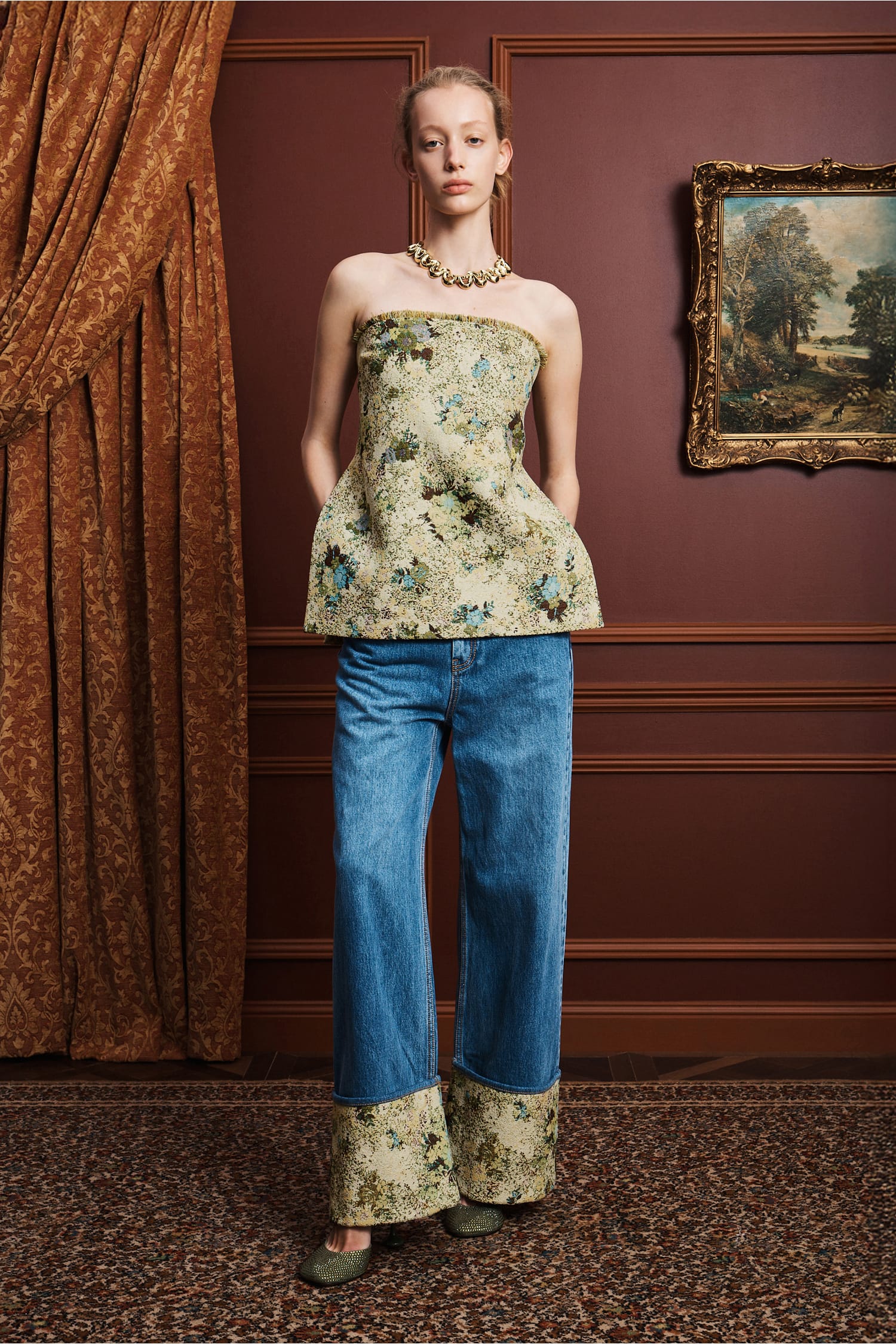 Alemais Whitney Top bustier jacquard franges