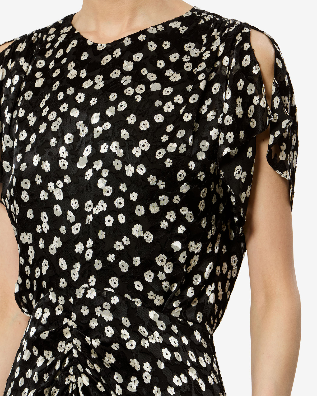 Isabel Marant Herva robe longue noir et écru soie