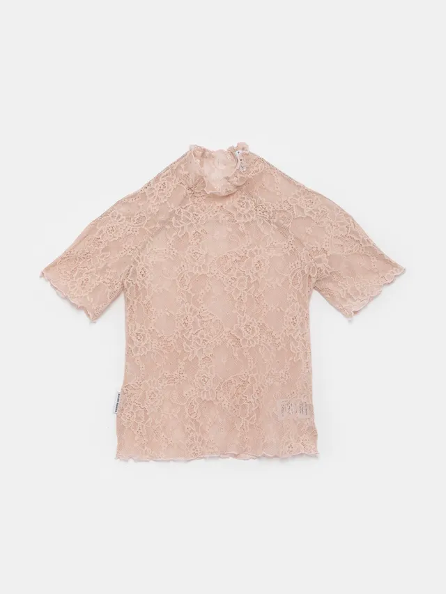 Ester Manas Pink Floral Lace Top dentelle Floral Pink