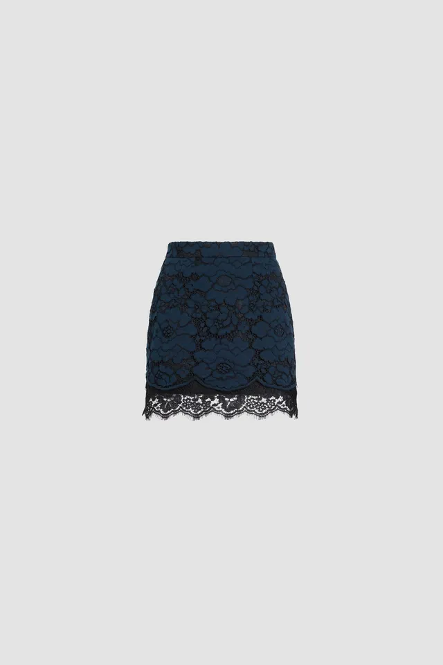 Patou P26SK1080247694N mini jupe dentelle bleu marine