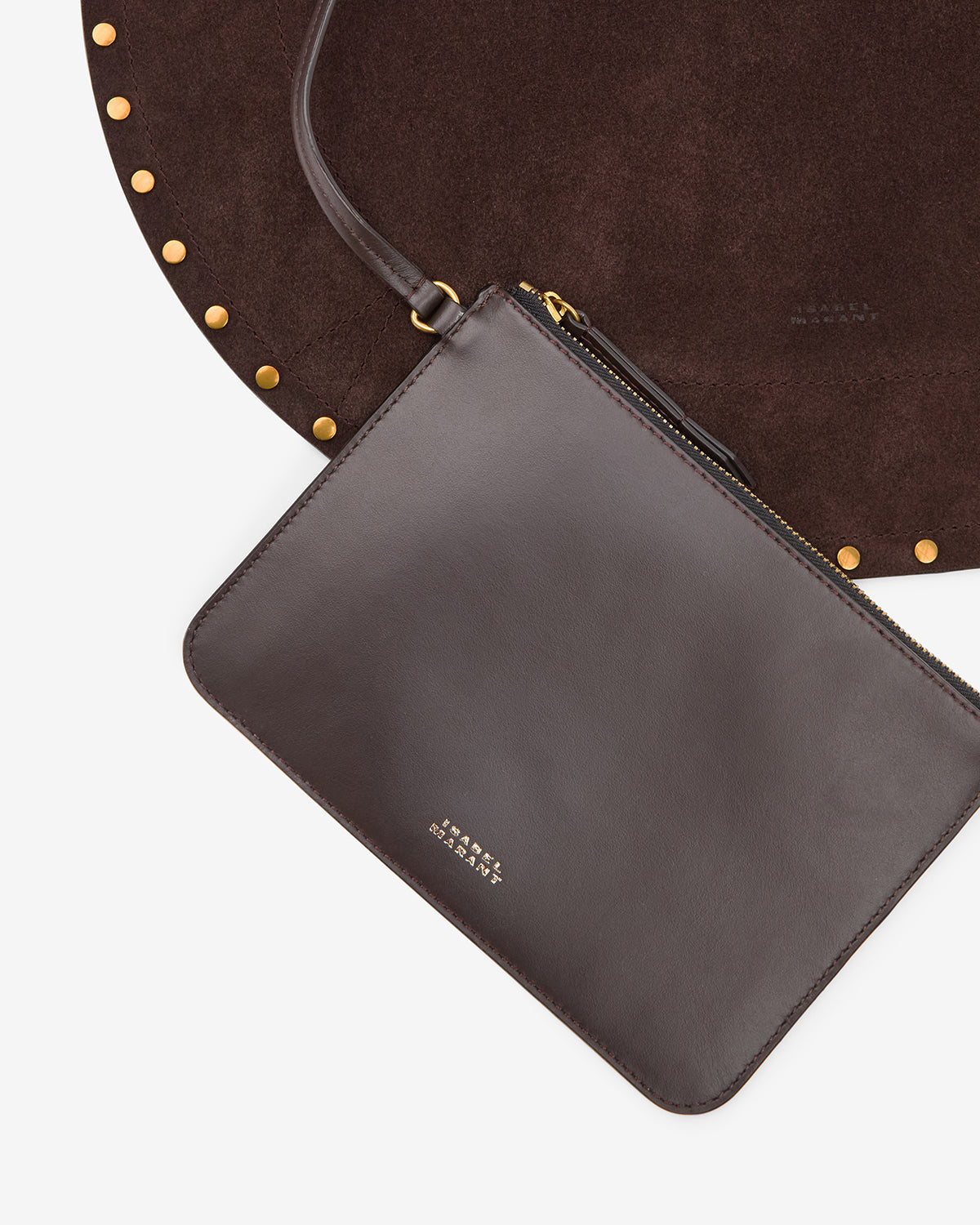 Isabel Marant Oskan sac hobo cuir velours café