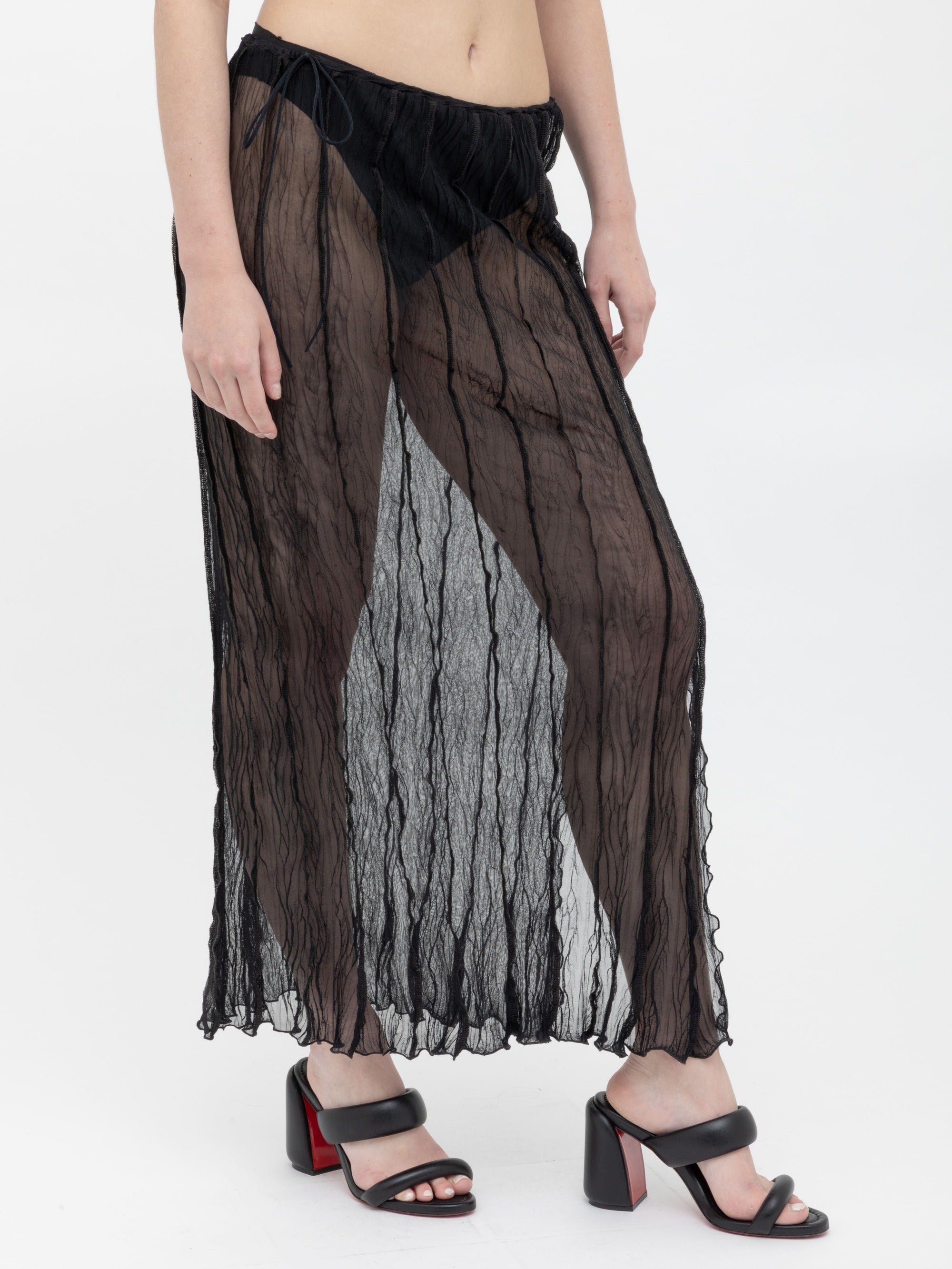 Ester Manas Skirts jupe longue froissée noire M/L mesh