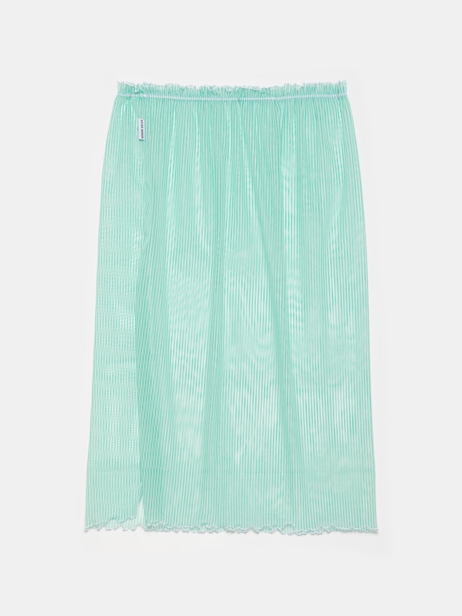 Ester Manas Mint jupe verte rayée en mesh droite