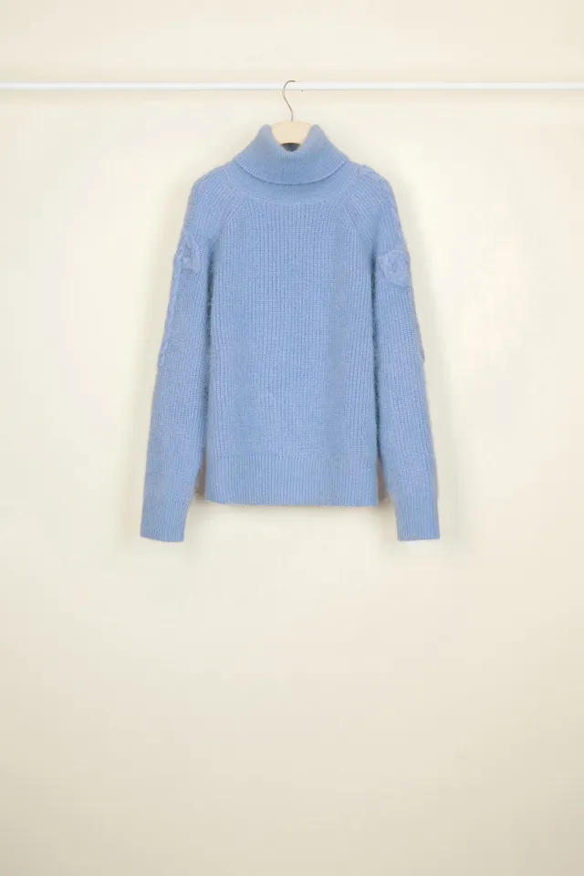 Patou A20KN0348030603B pull col roulé Blueberry mohair