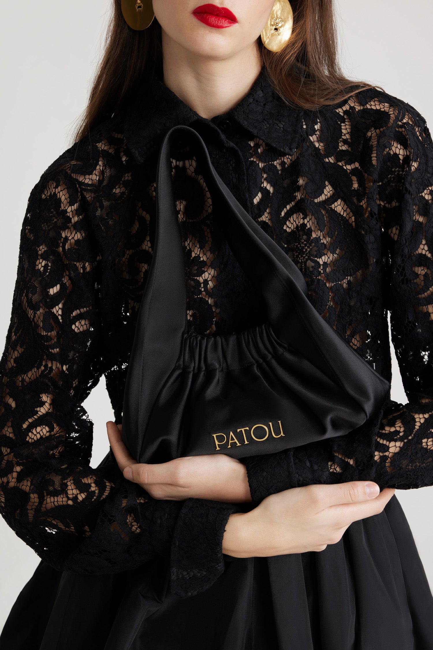Patou Le Biscuit sac noir satin coton