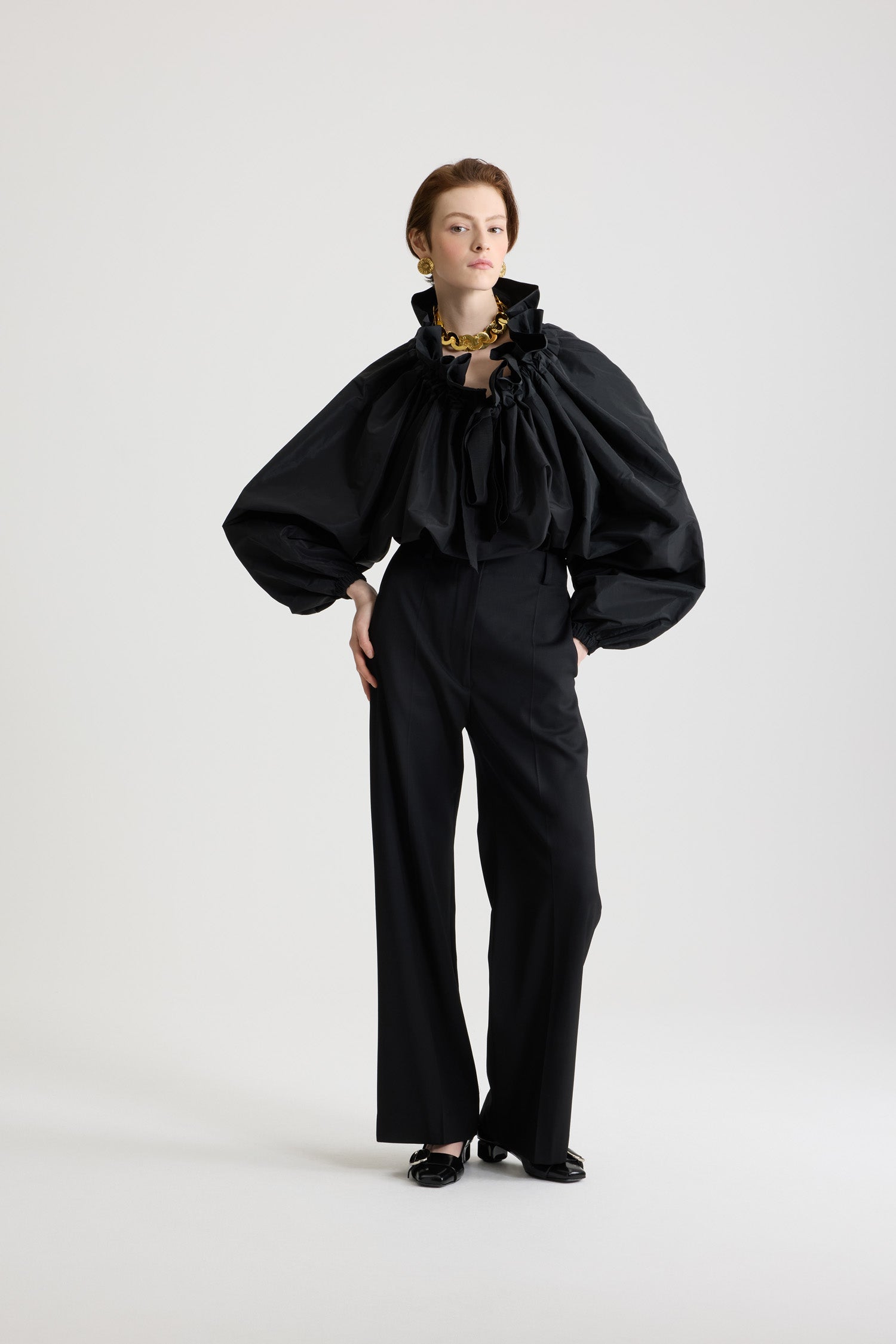 Patou TO017 blouse noire faille recyclée femme