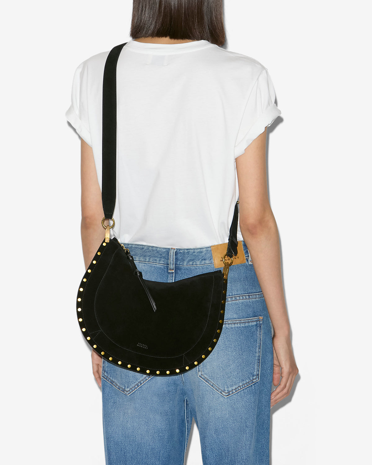 Isabel Marant Oskan Soft Zip sac cuir velours noir