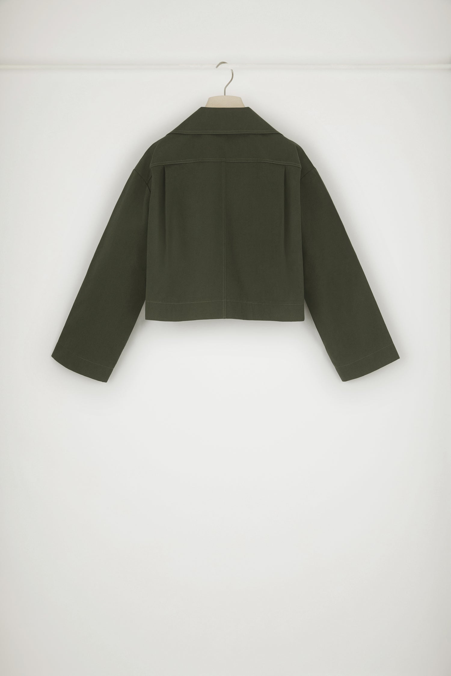 Patou Veste courte coton bio verte Winter Moss boutons dorés