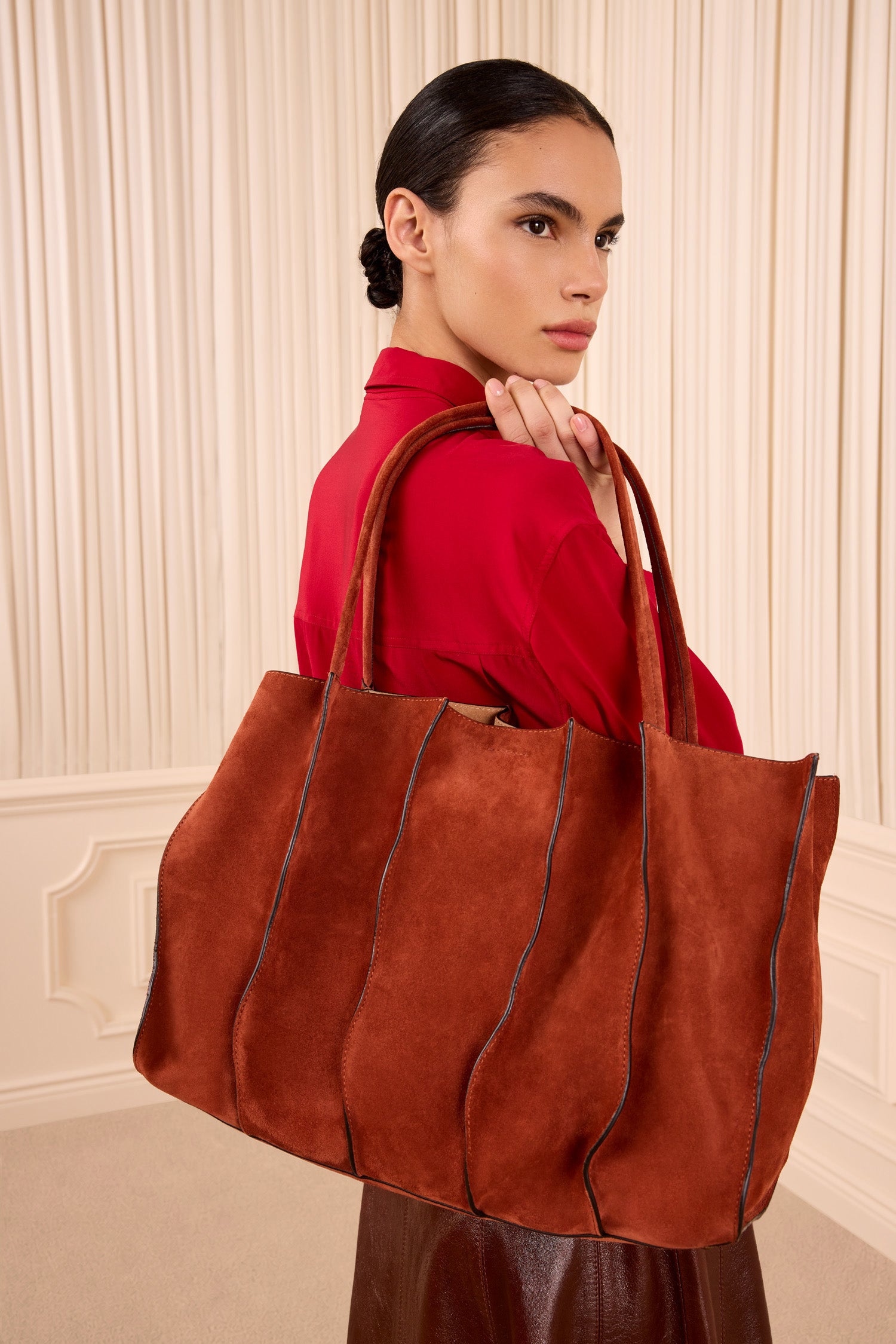 Ulla Johnson Adria sac cabas daim rouille grand