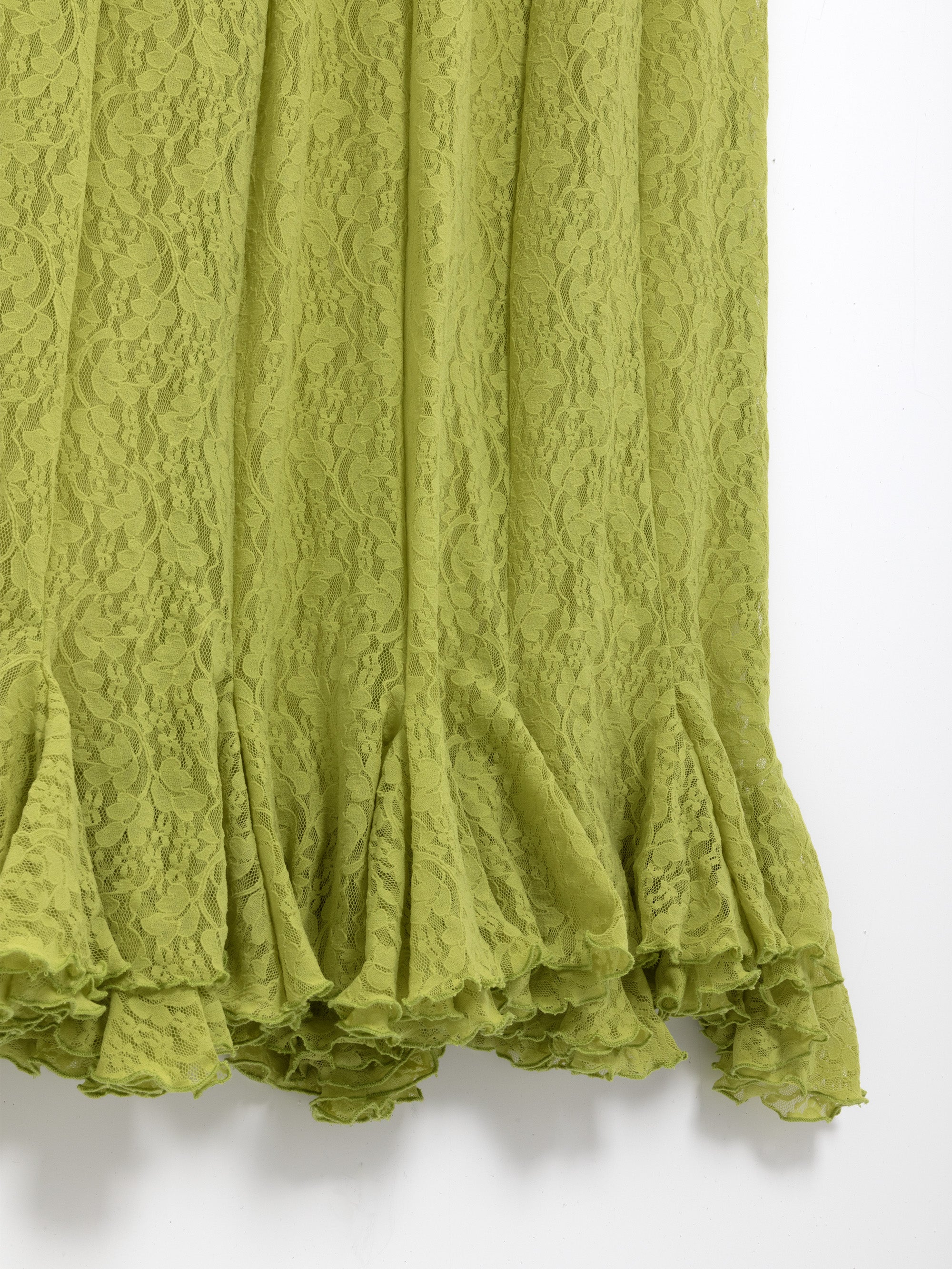 Ester Manas Tulip Dress robe pistache dentelle stretch manches