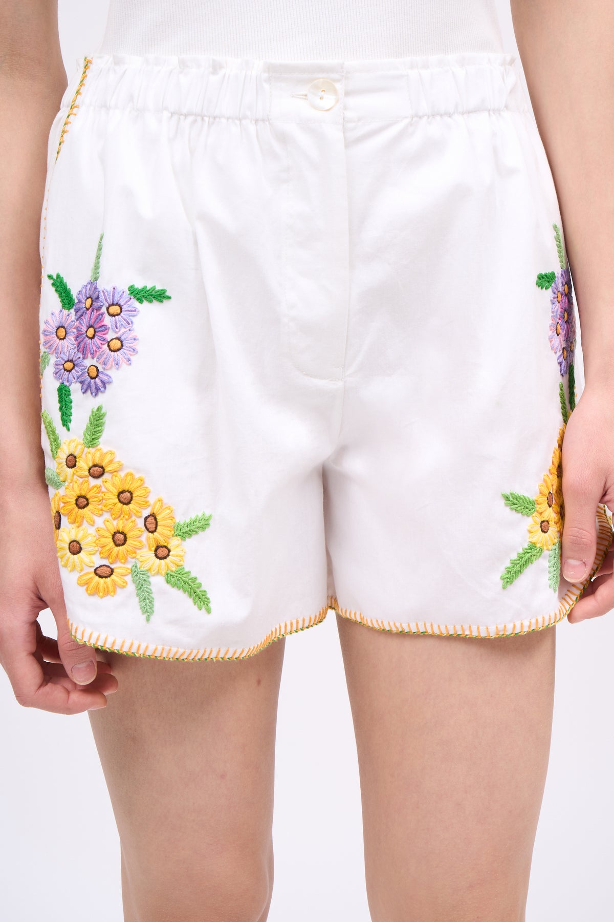 Paul & Joe Plagiste short popeline coton brodé blanc