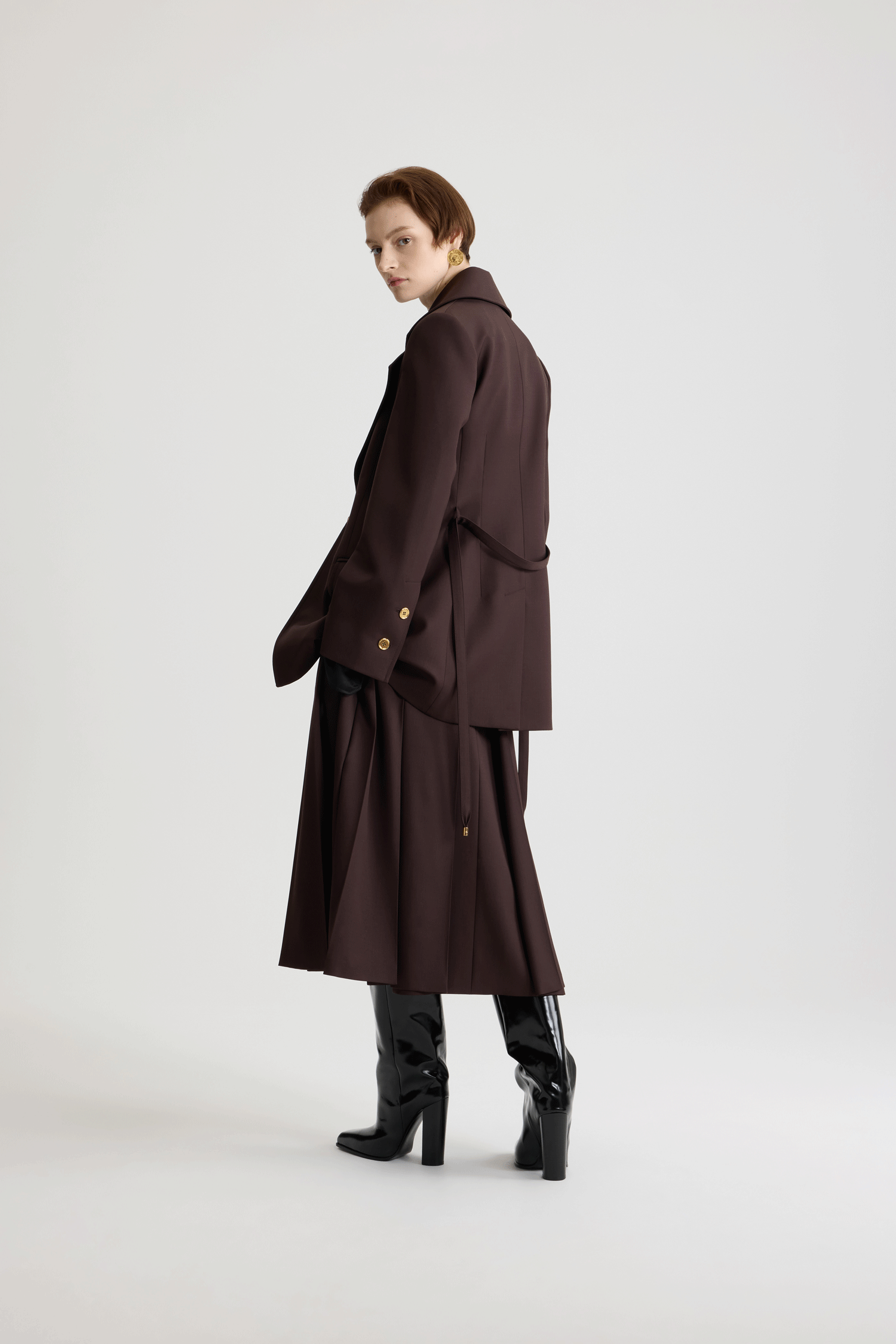 Patou JA0610103812L veste longue Smoked Ebony laine
