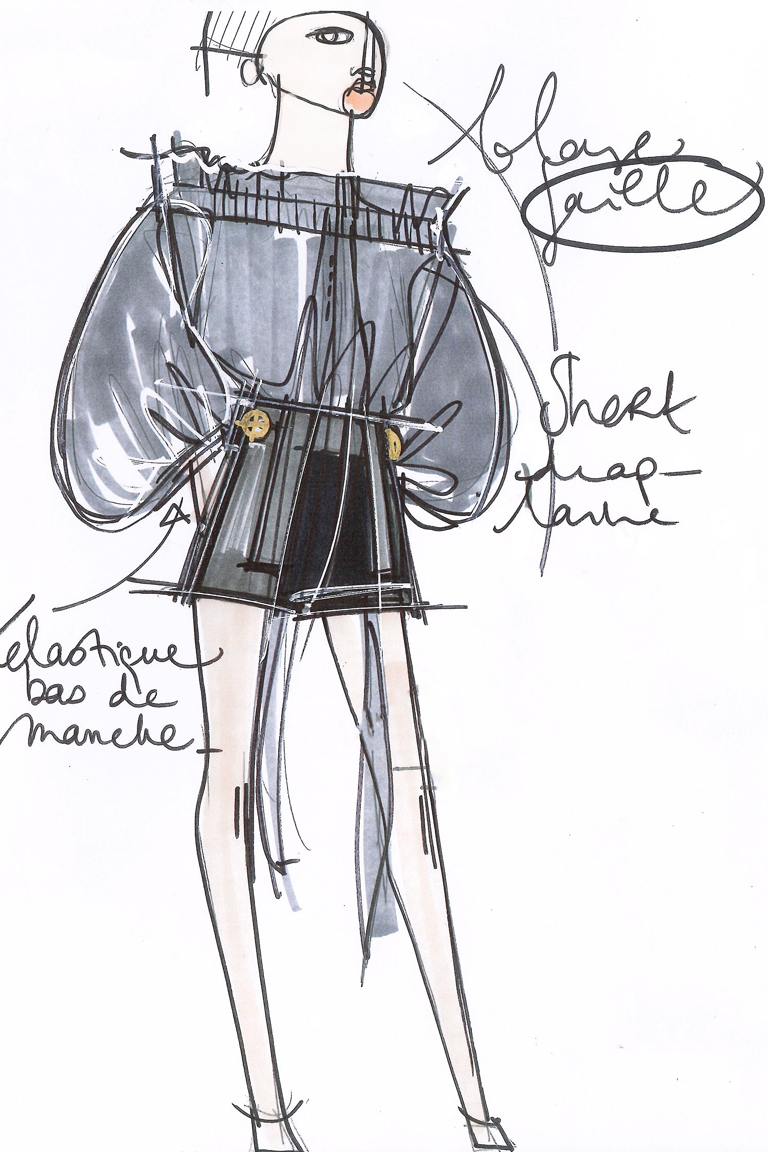 Patou TR010 short taille haute laine gris Storm