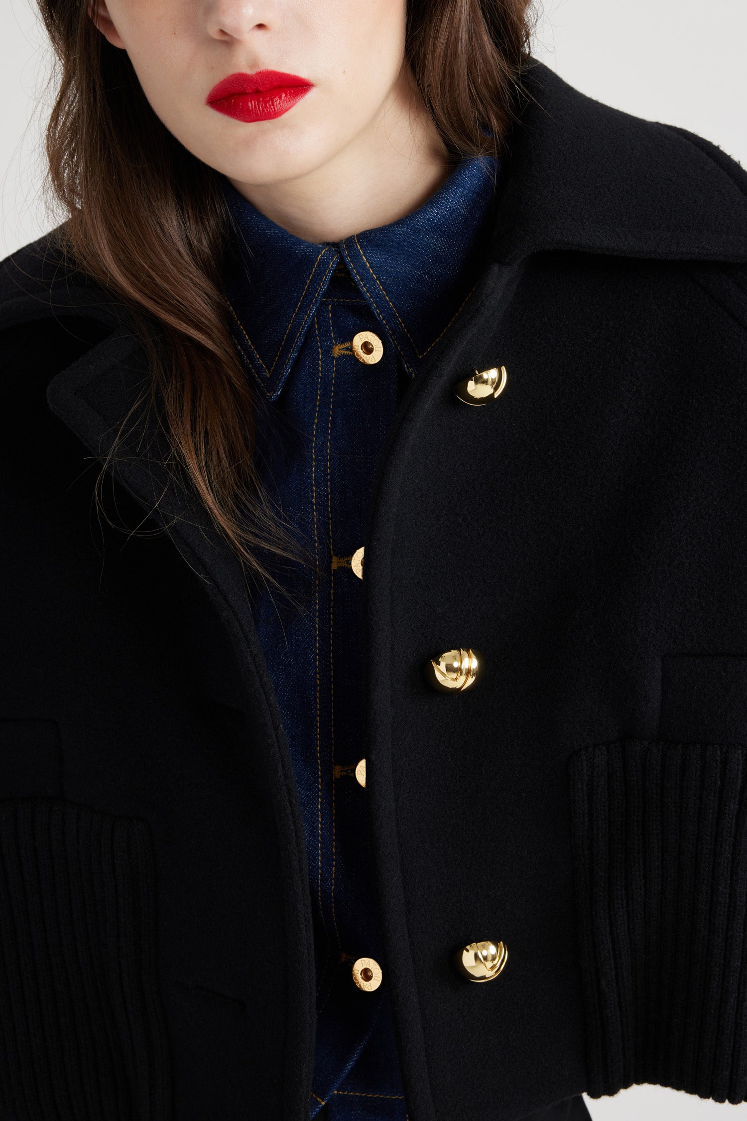 Patou Manteau court CO023 laine cachemire noir