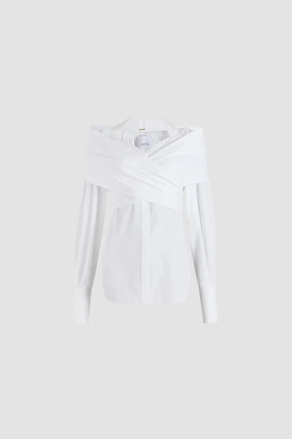 Patou P25BL0370017001W blouse coton bio blanche cache-cœur