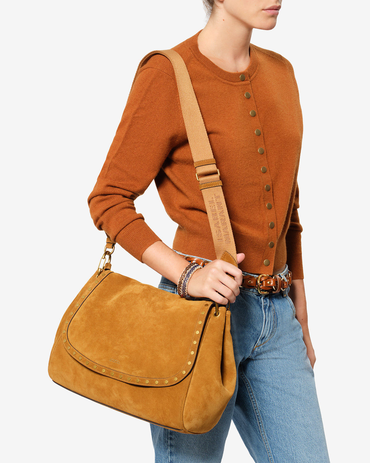 Isabel Marant Chany XL sac velours cognac 38 cm