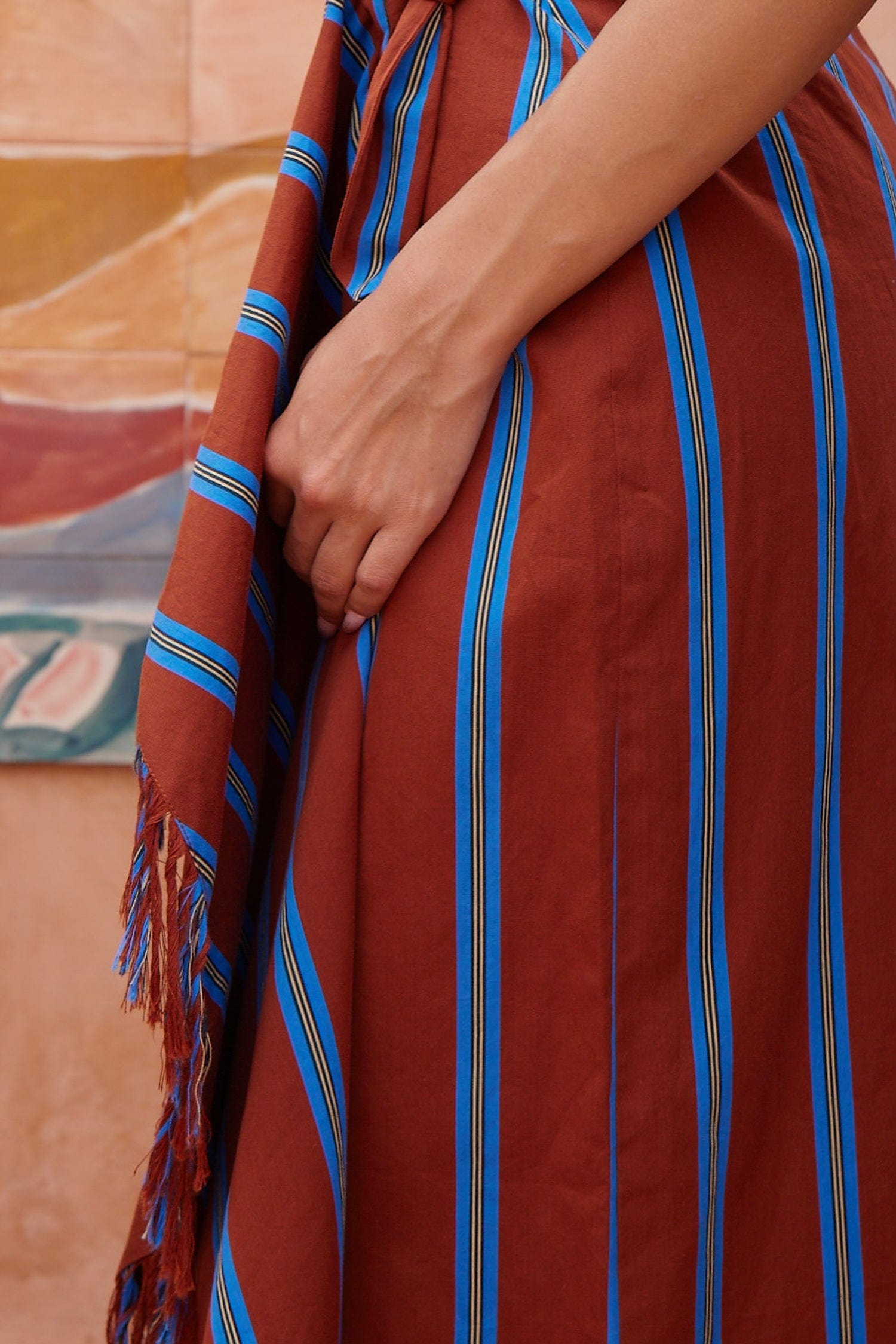 Alemais Noura Fringe Wrap jupe midi rayée