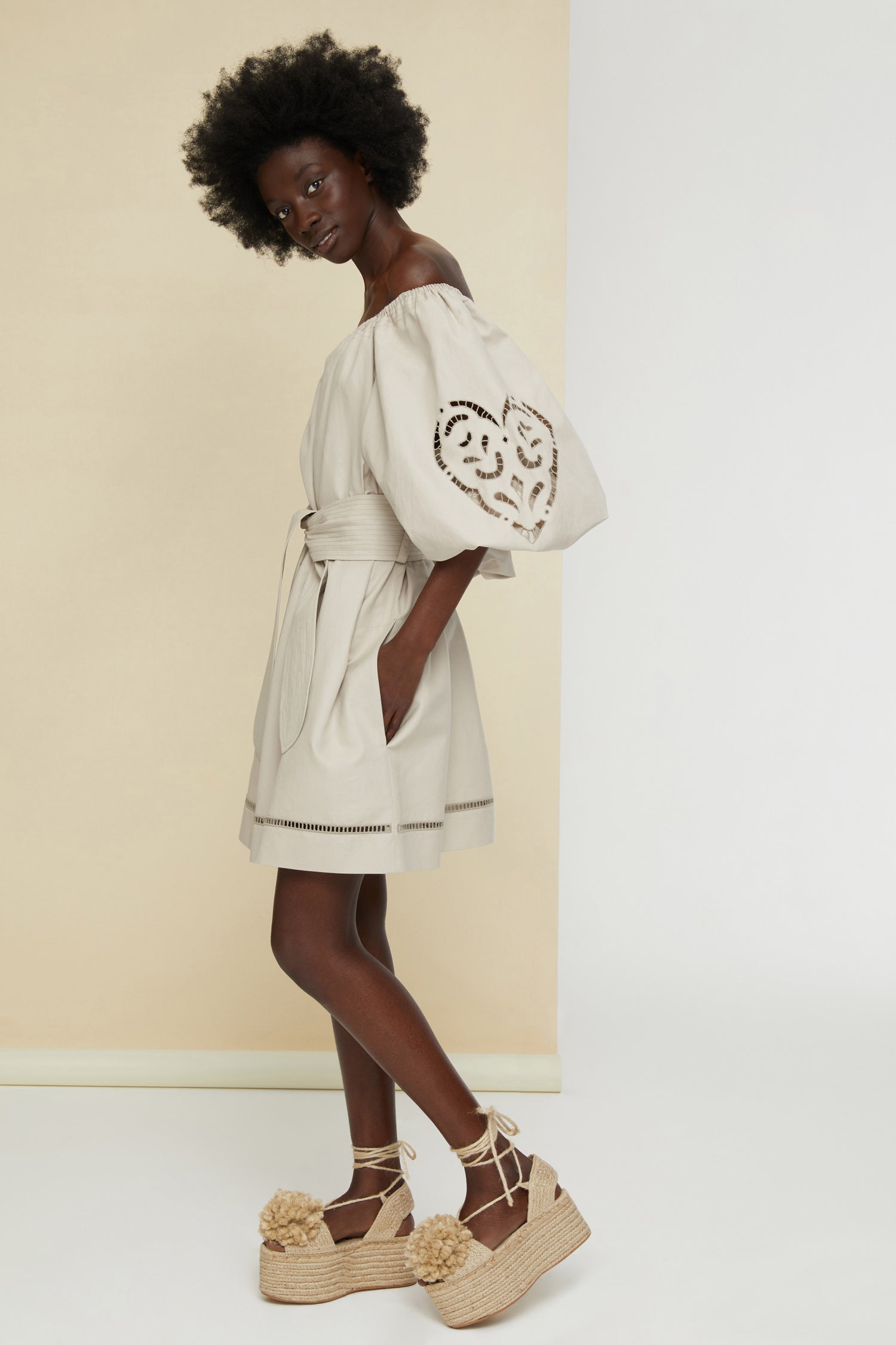 Patou Robe DR038 Lin Coton Ajourée Grise 34-42