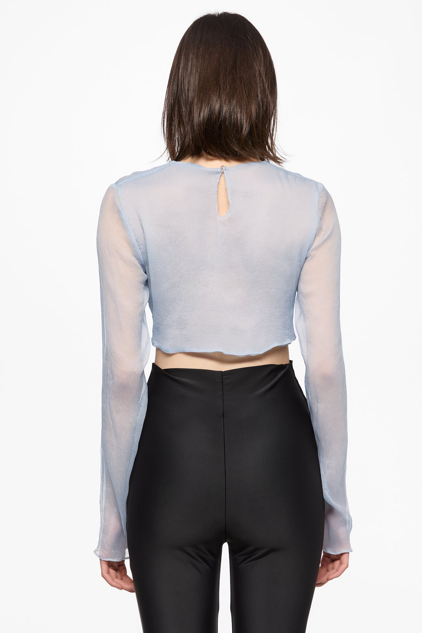 ATU Body Couture TETHER top soie bleu clair manches longues