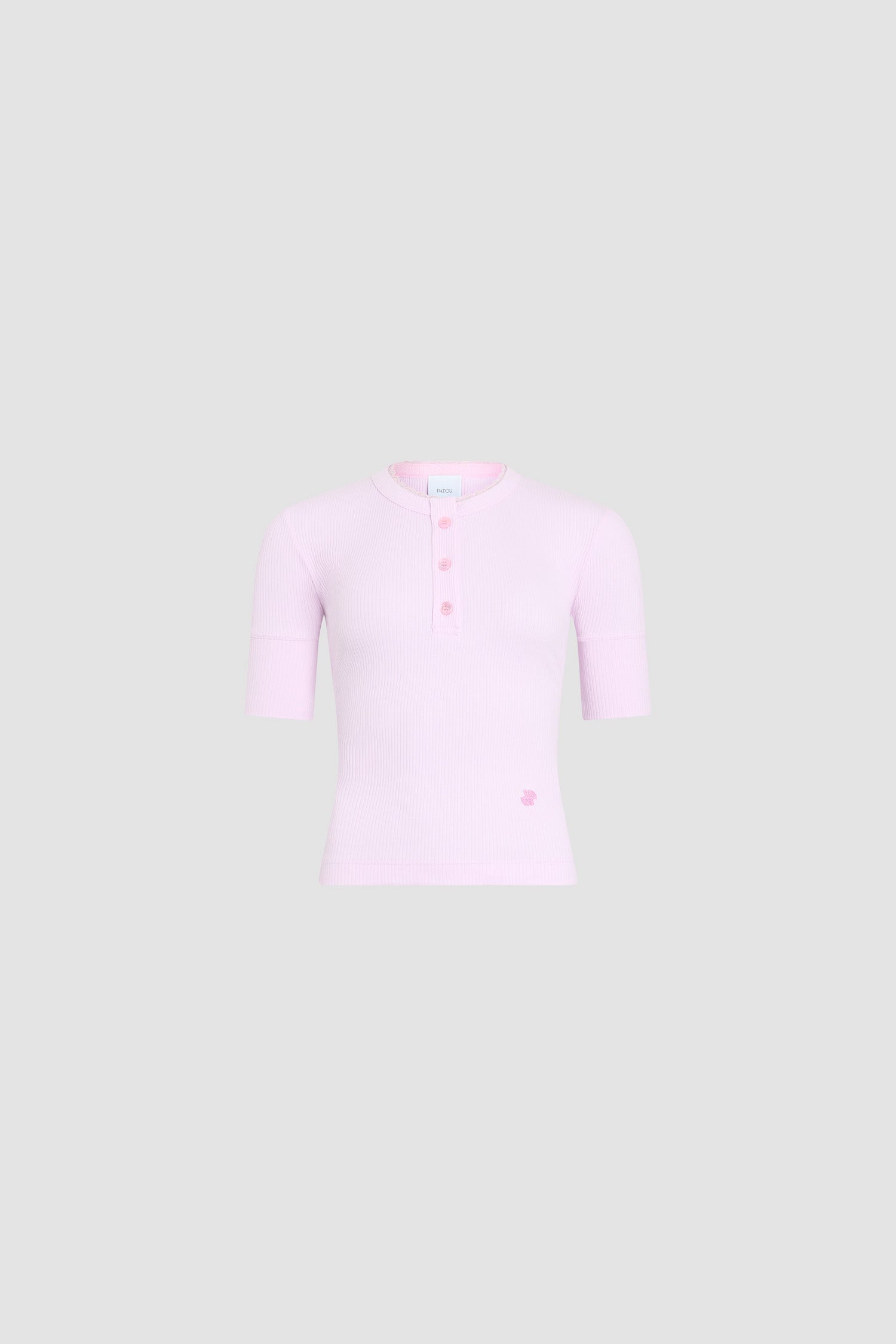Patou JE250 t-shirt côtelé rose Pink Parfait boutonné