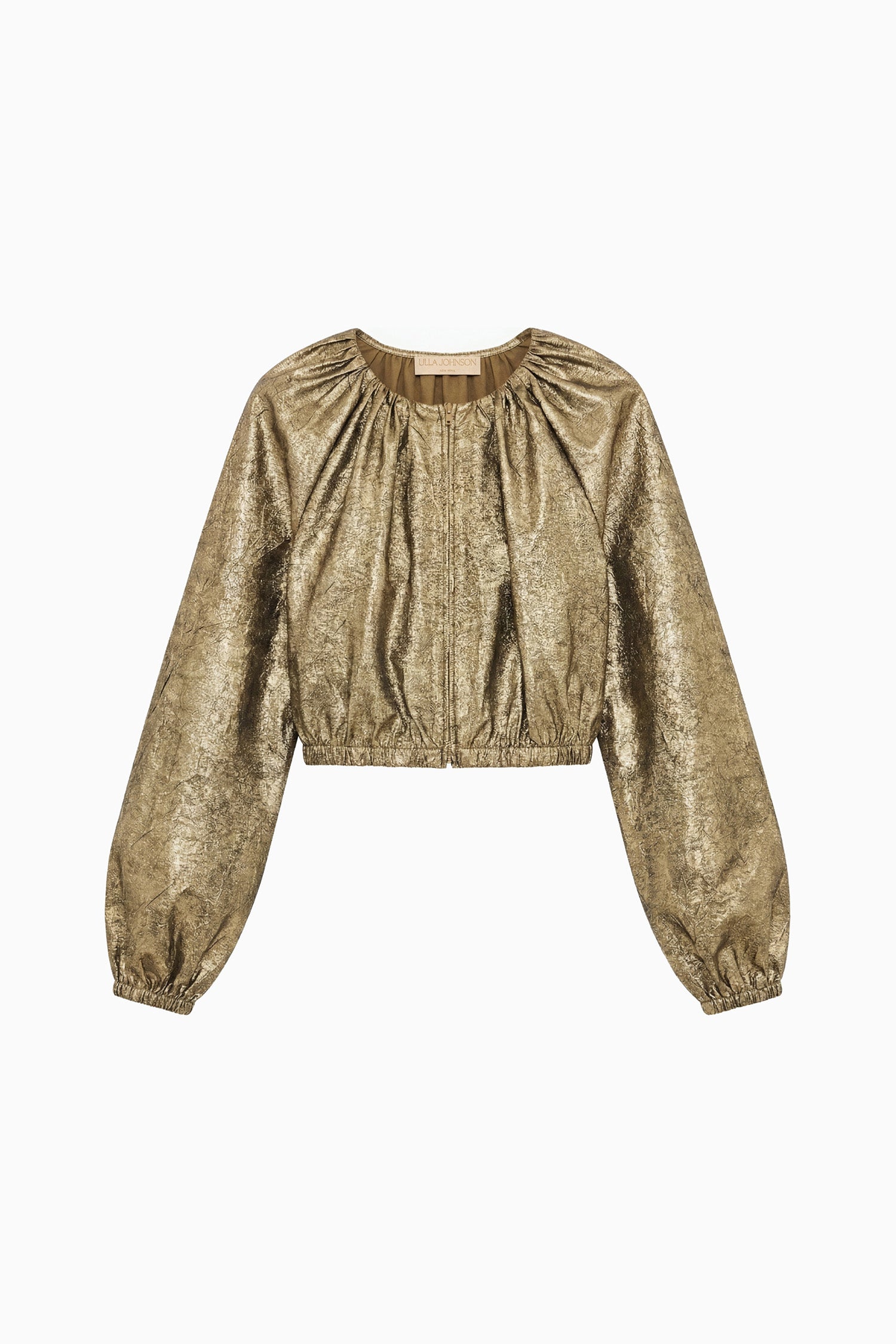 Ulla Johnson Orielle Veste Bomber Doré Clair Taffeta Cropped