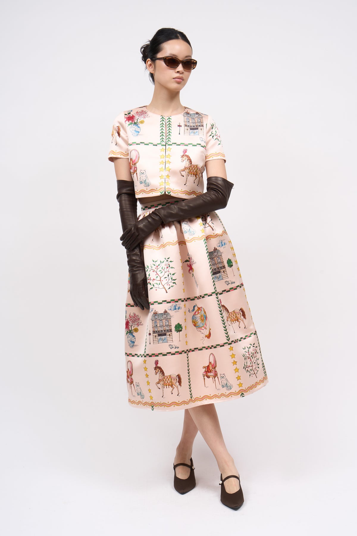 Paul & Joe Ambre jupe midi satin duchesse imprimé