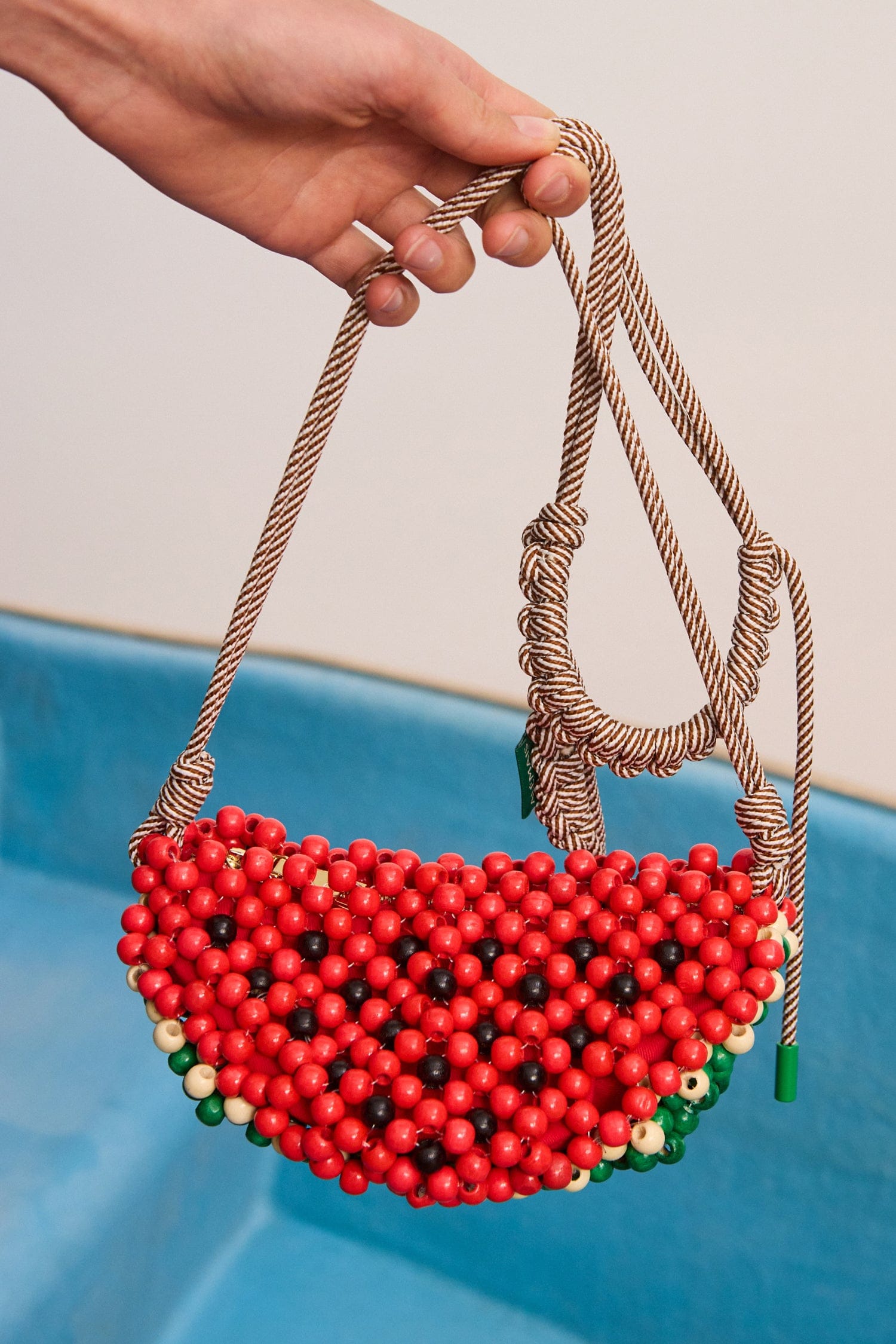 Alemais Watermelon mini sac perles bois corail