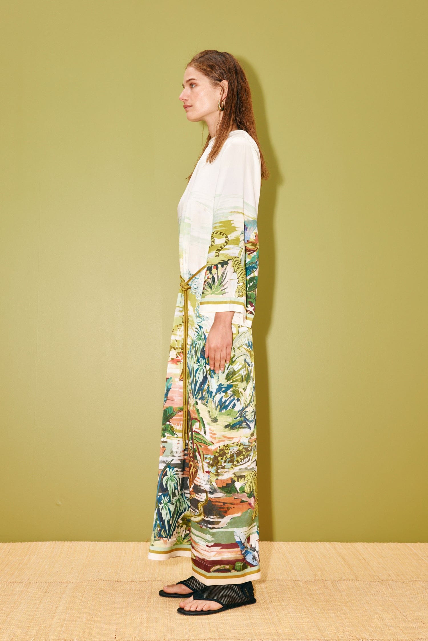 Alemäis Jungle Boogie robe midi soie imprimé jungle