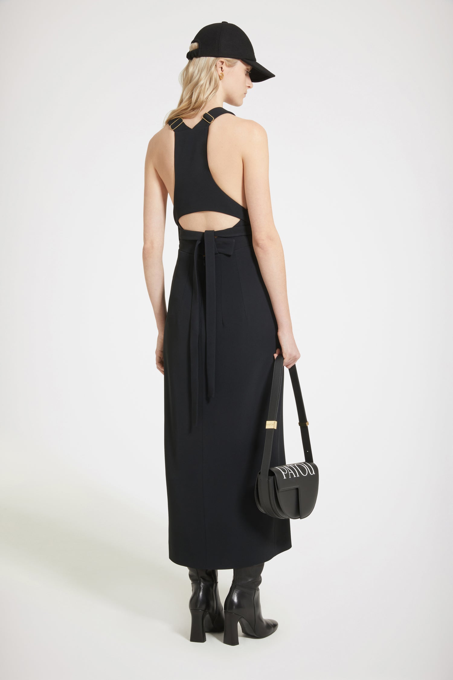 Patou DR116 robe midi salopette crêpe technique noir 34-44