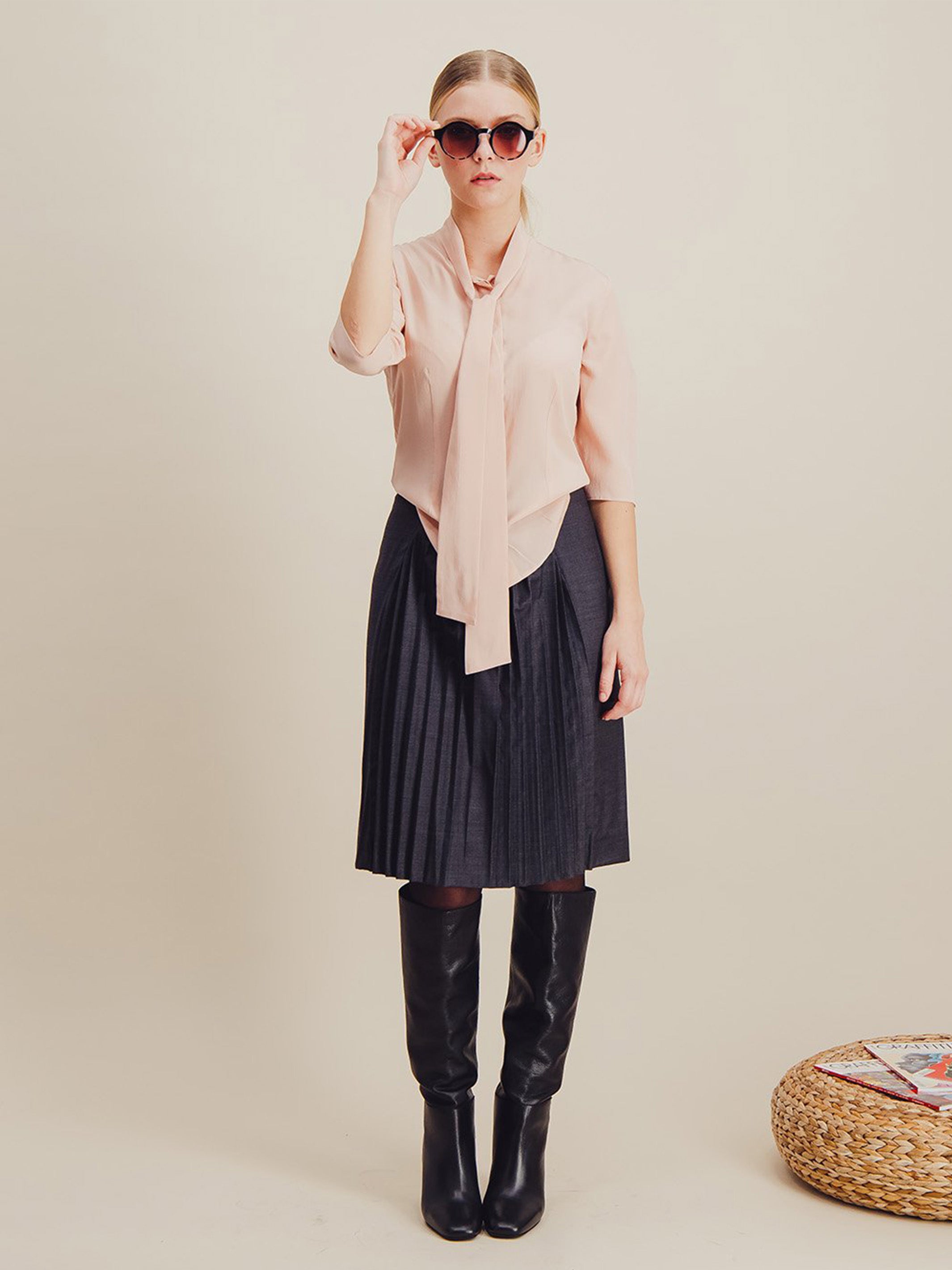 Anahide Saint André Evalière chemisier soie rose poudré
