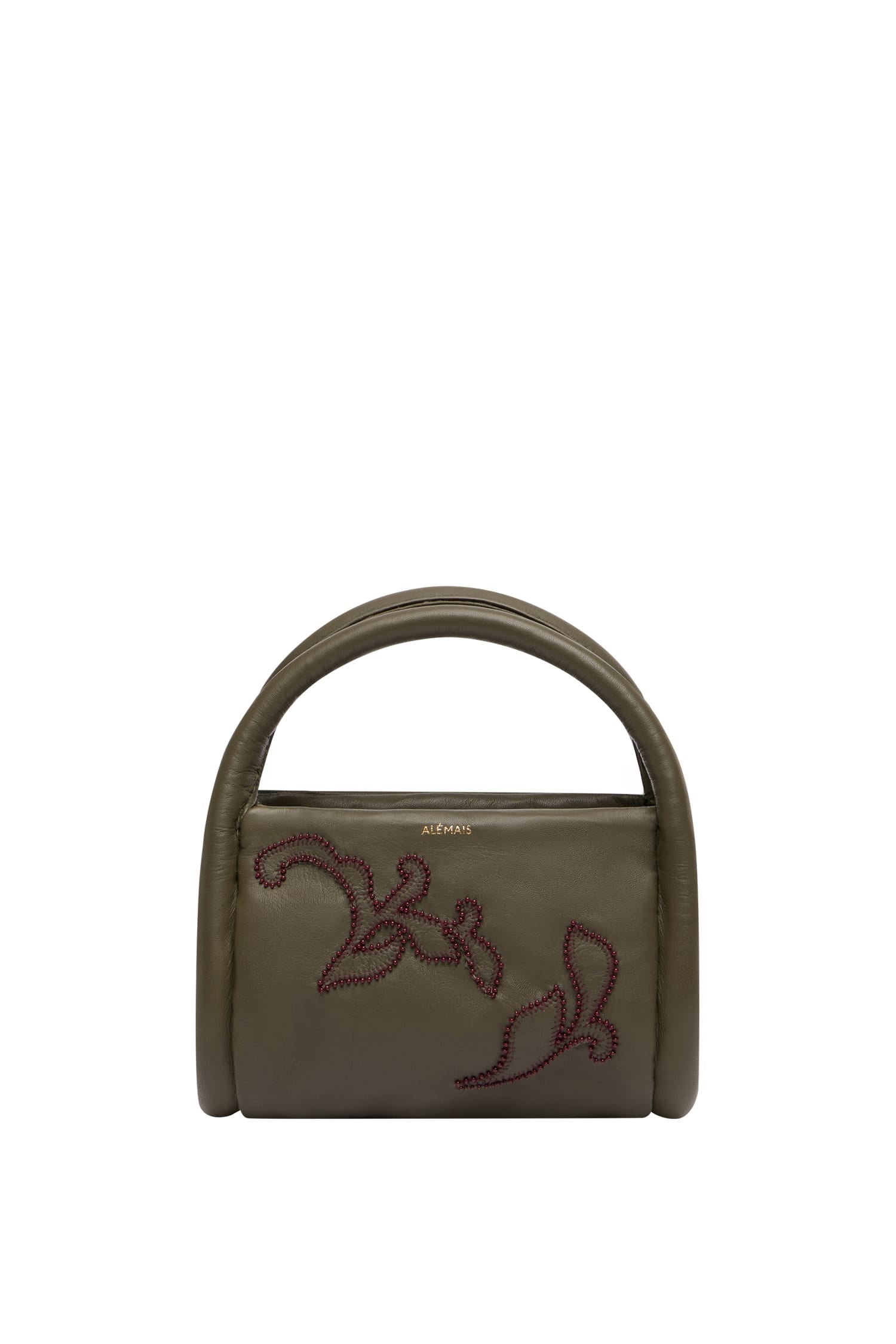 Alemais Duke sac cuir olive appliqué perles taille OS