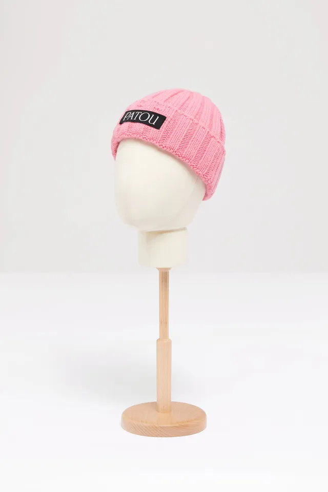 Patou H22AC0378052451P bonnet laine Darling Pink côtelé