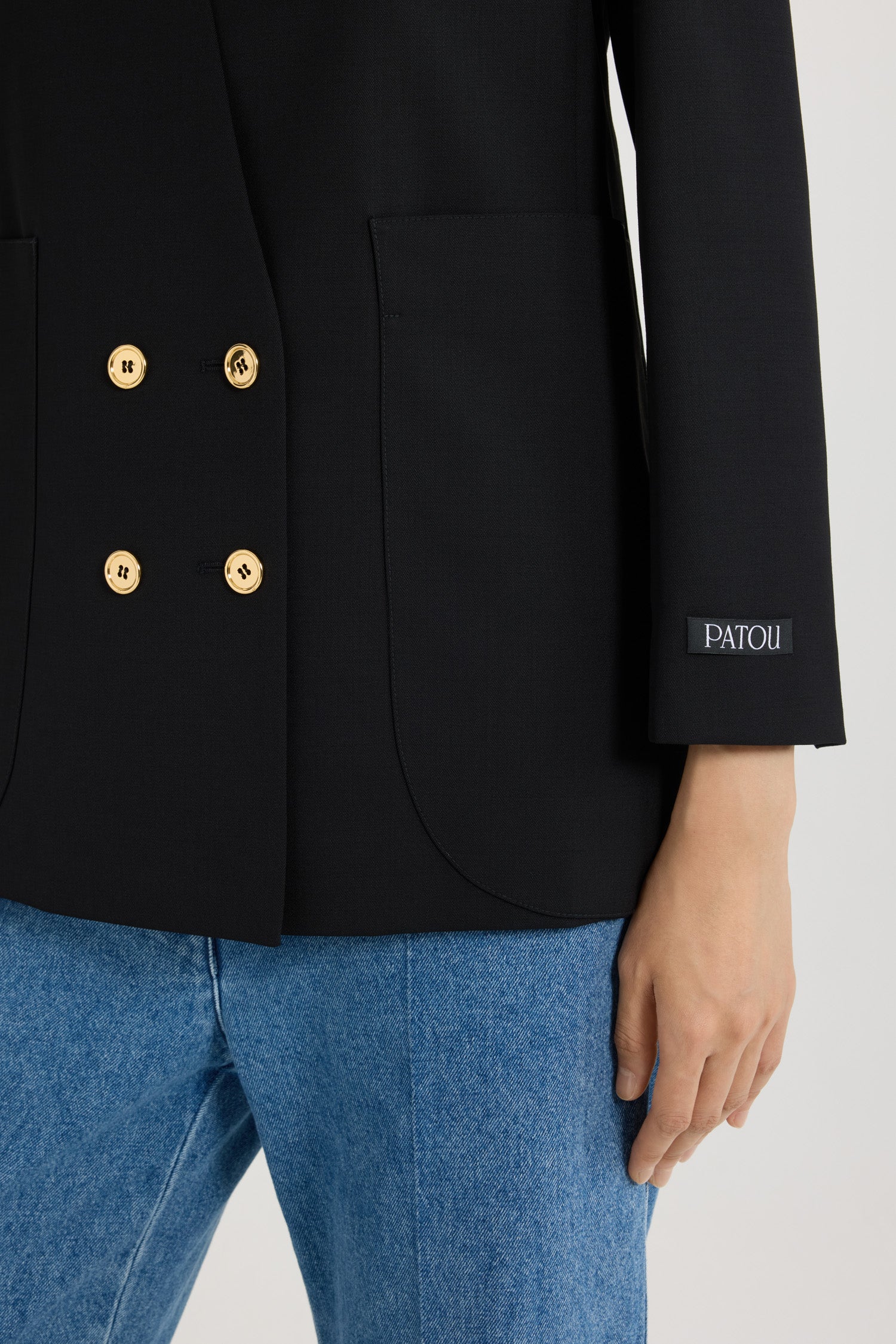 Patou P23JA0020103999B veste croisee laine tech Noir