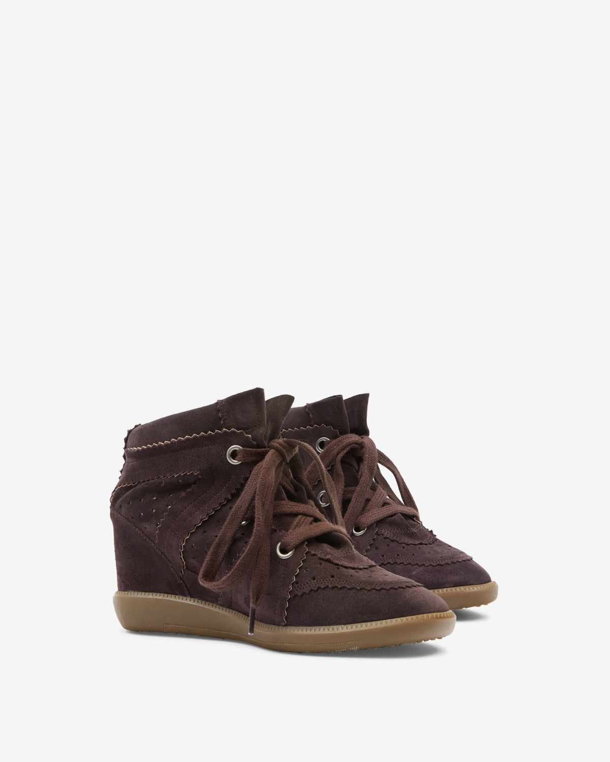 Isabel Marant Bobby baskets chocolat cuir compensées
