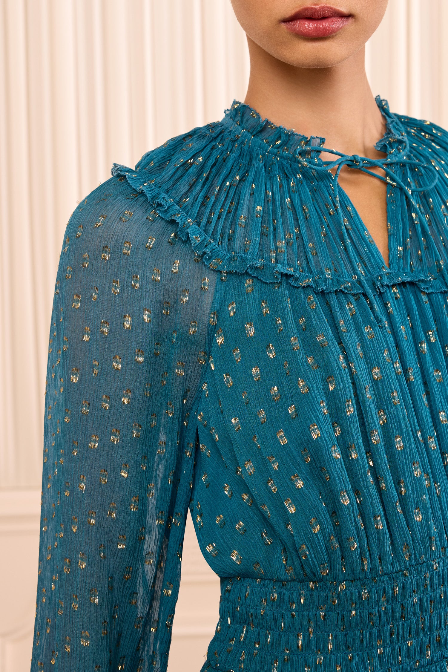 Ulla Johnson Ava robe mini soie Beryl manches longues