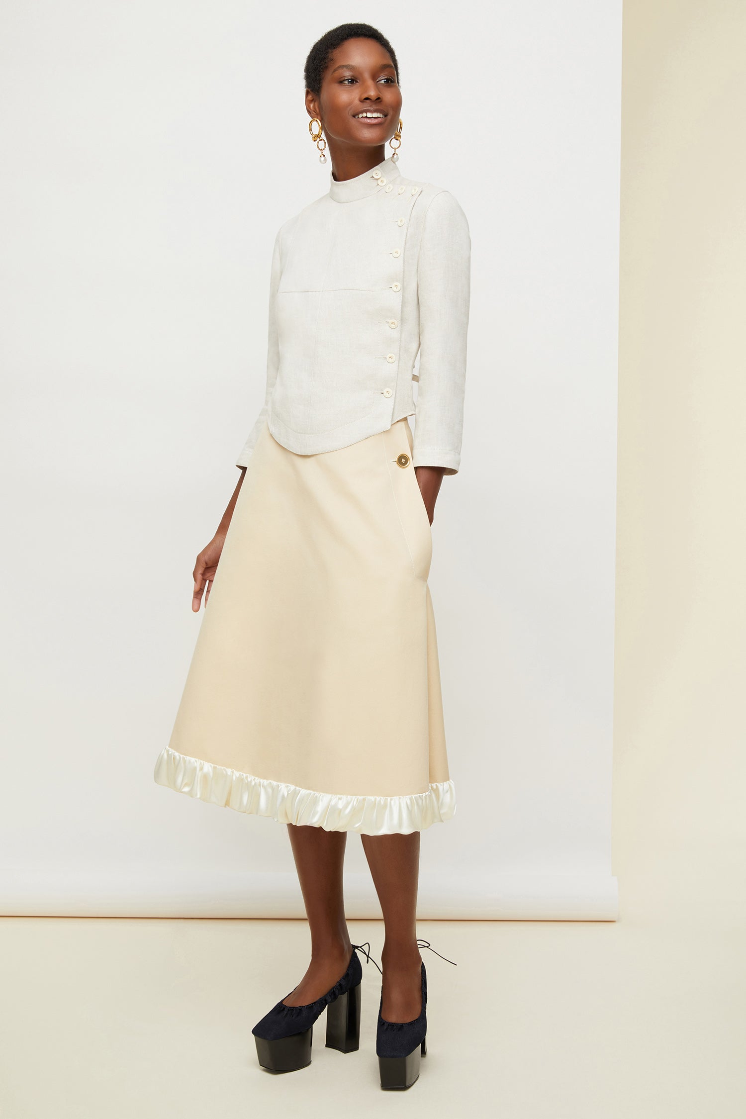 Patou P20SK0100027102V jupe midi vanille coton