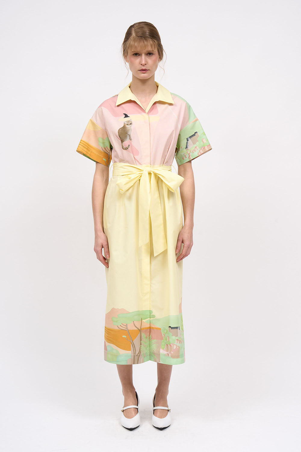 Paul & Joe robe chemisier midi imprimée coton ceinture