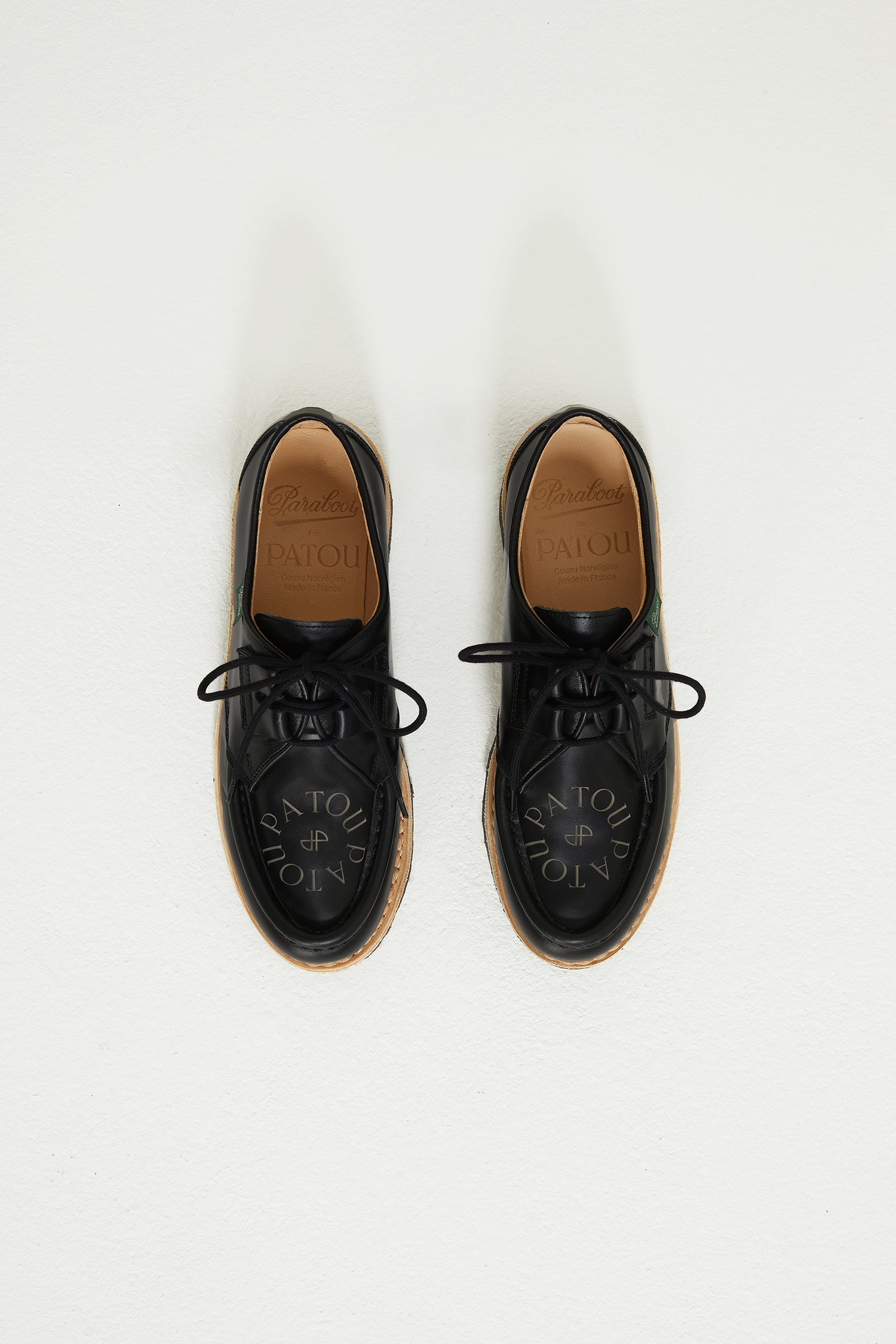 Patou x Paraboot FO011 derbies cuir noir à lacets