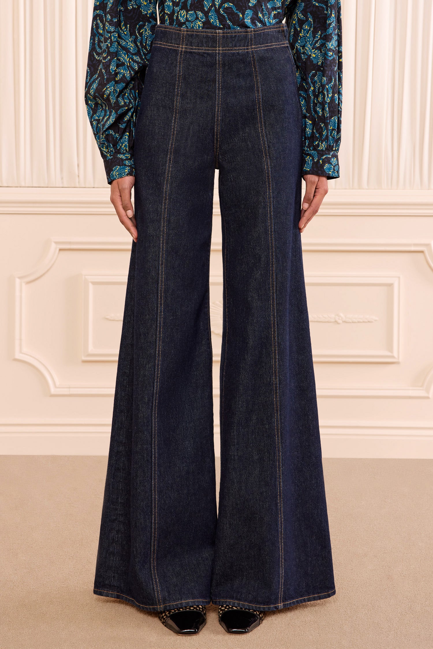 Ulla Johnson Bianca Wide Leg Seamed jean Tigris coton