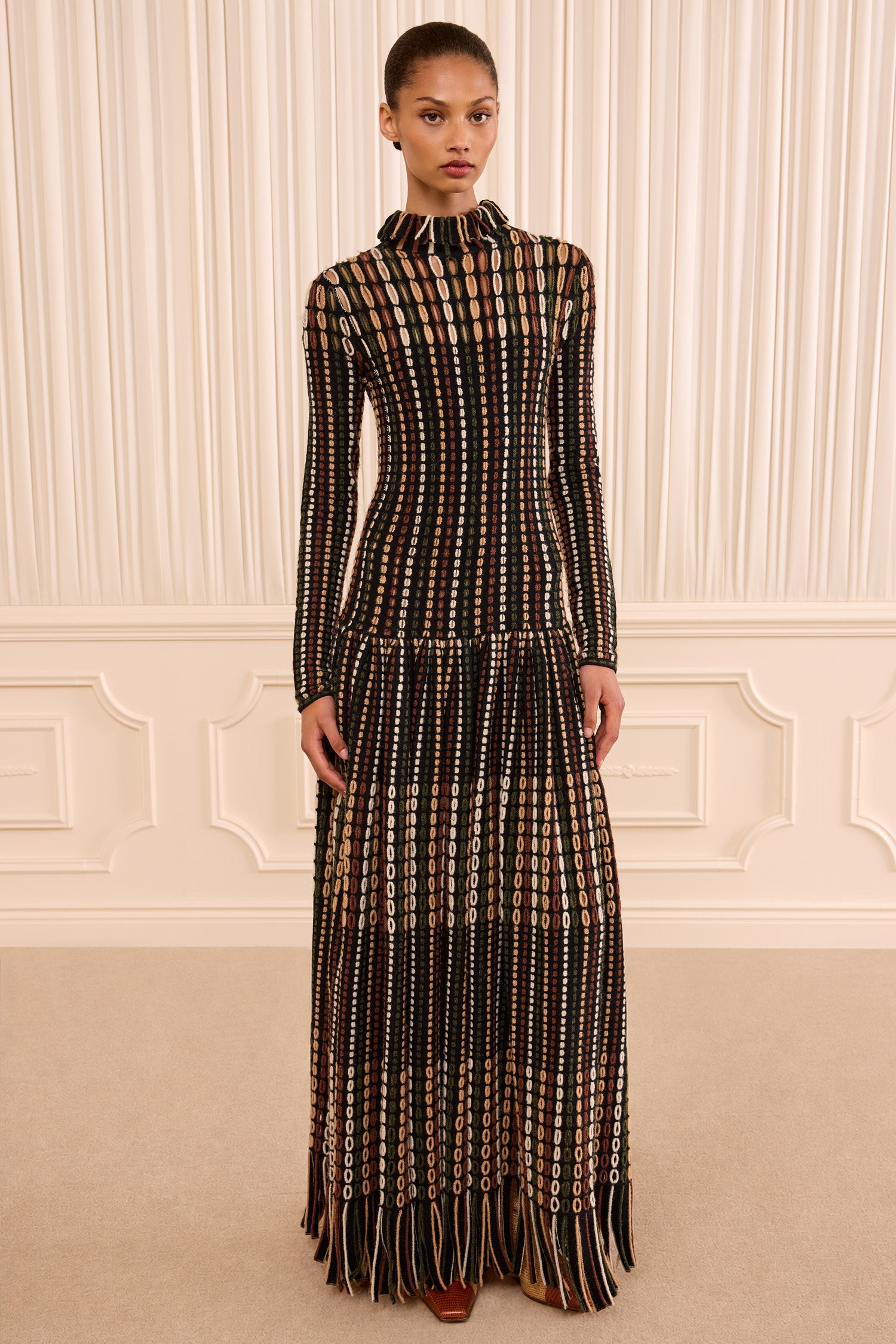 Ulla Johnson Yasmin FA260742 robe maxi Noctis maille laine franges