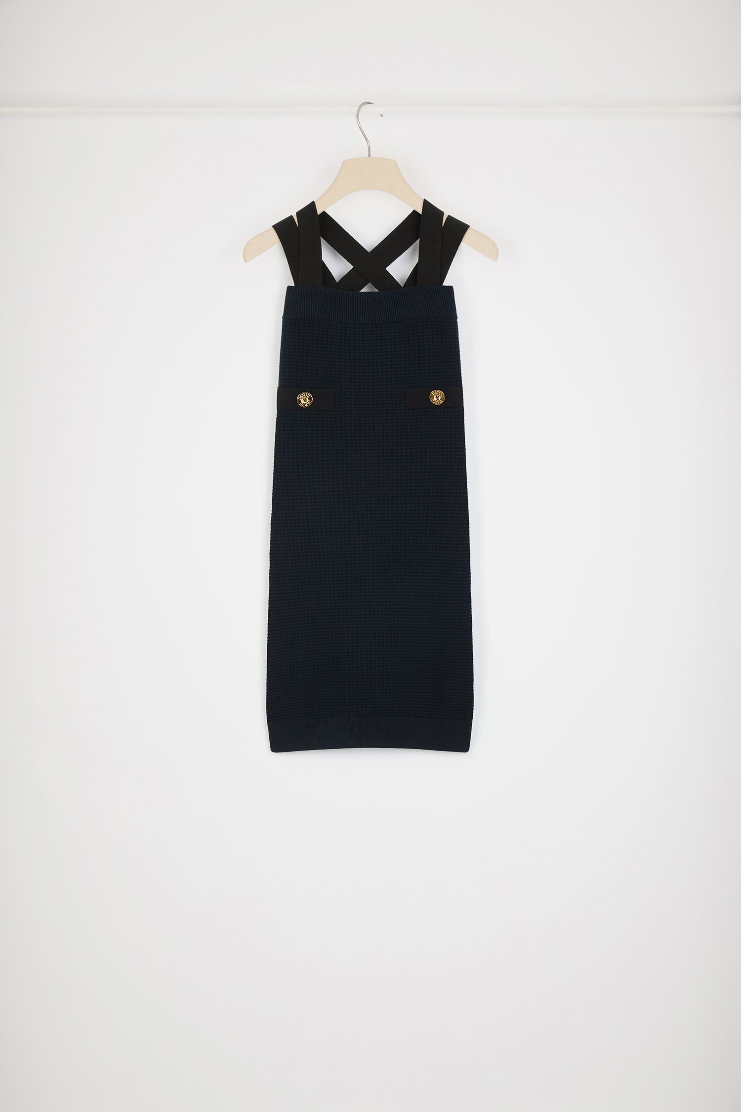 Patou KN171 robe maille Navy mini bretelles