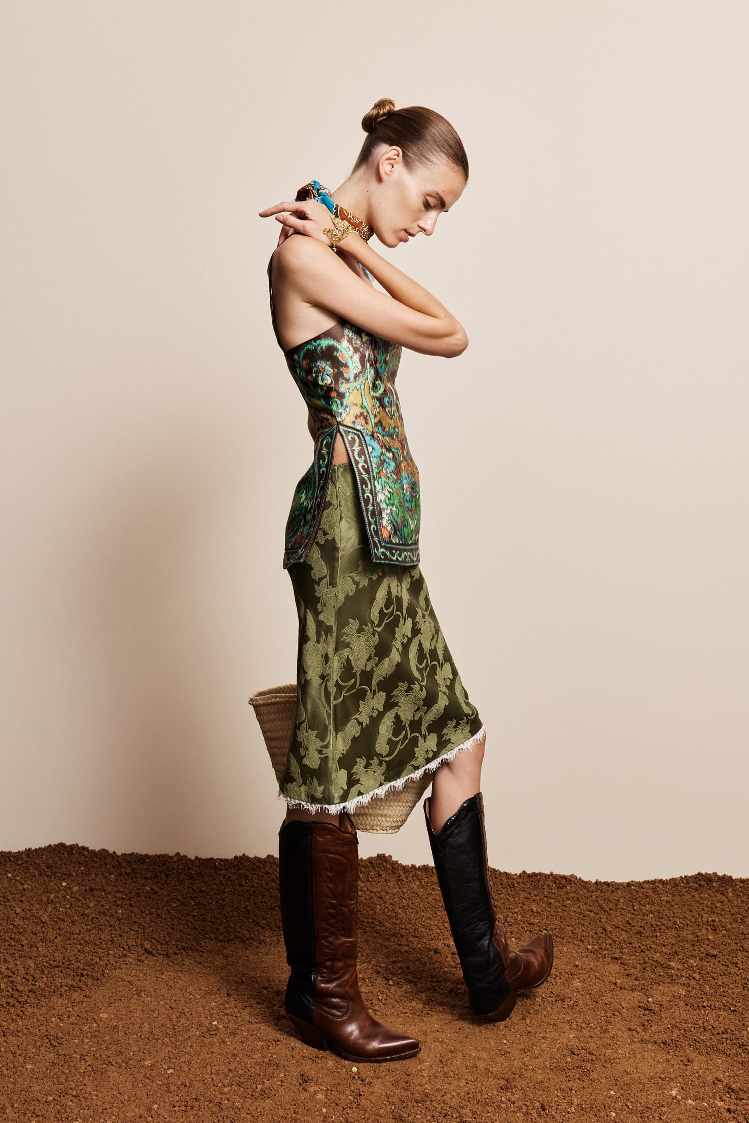 Alemäis Winifred Bias jupe midi 8 jacquard soie